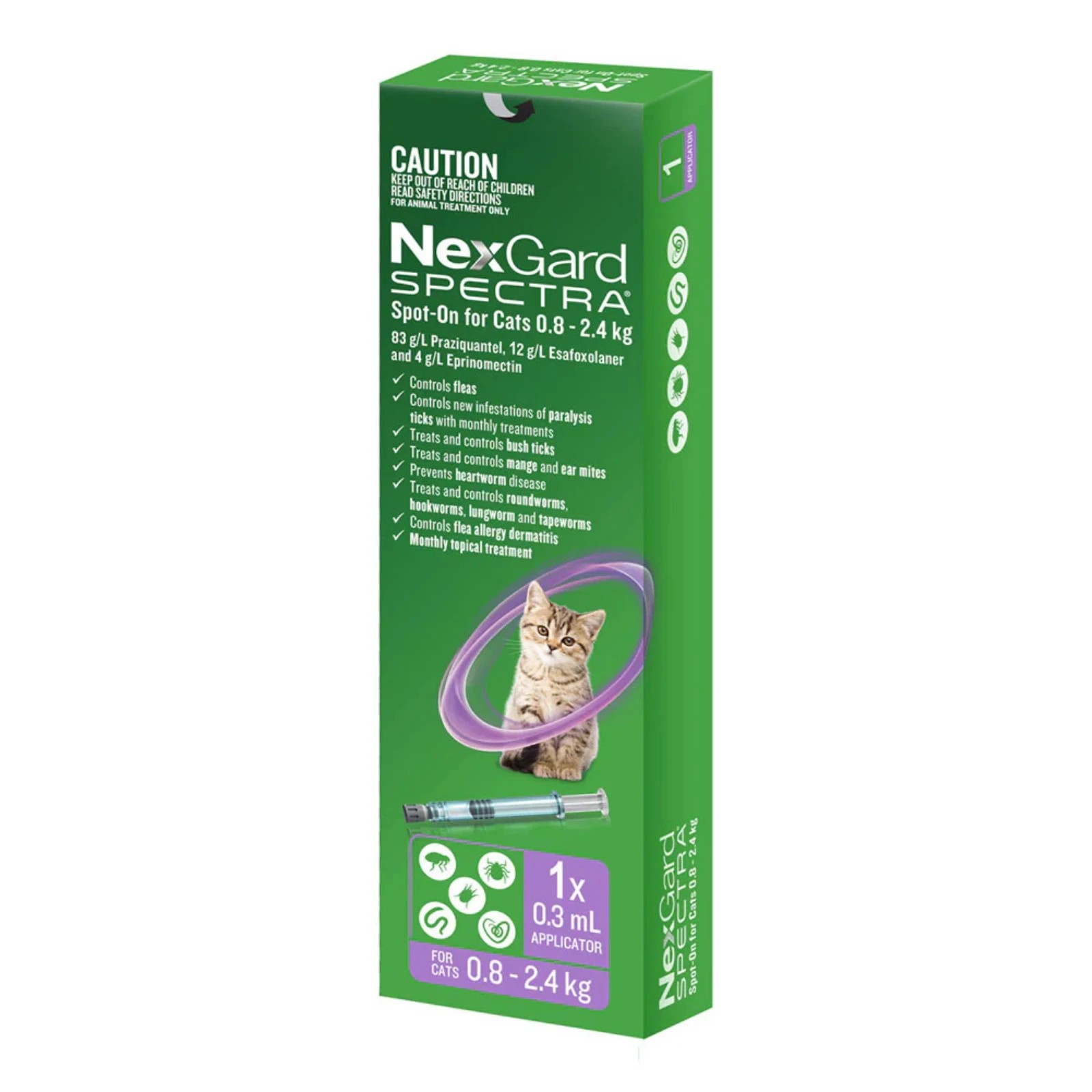 1 Nexgard Spectra Spot-on For Cats (0.8 - 2.4 Kg) - 1pack, 1 of 2