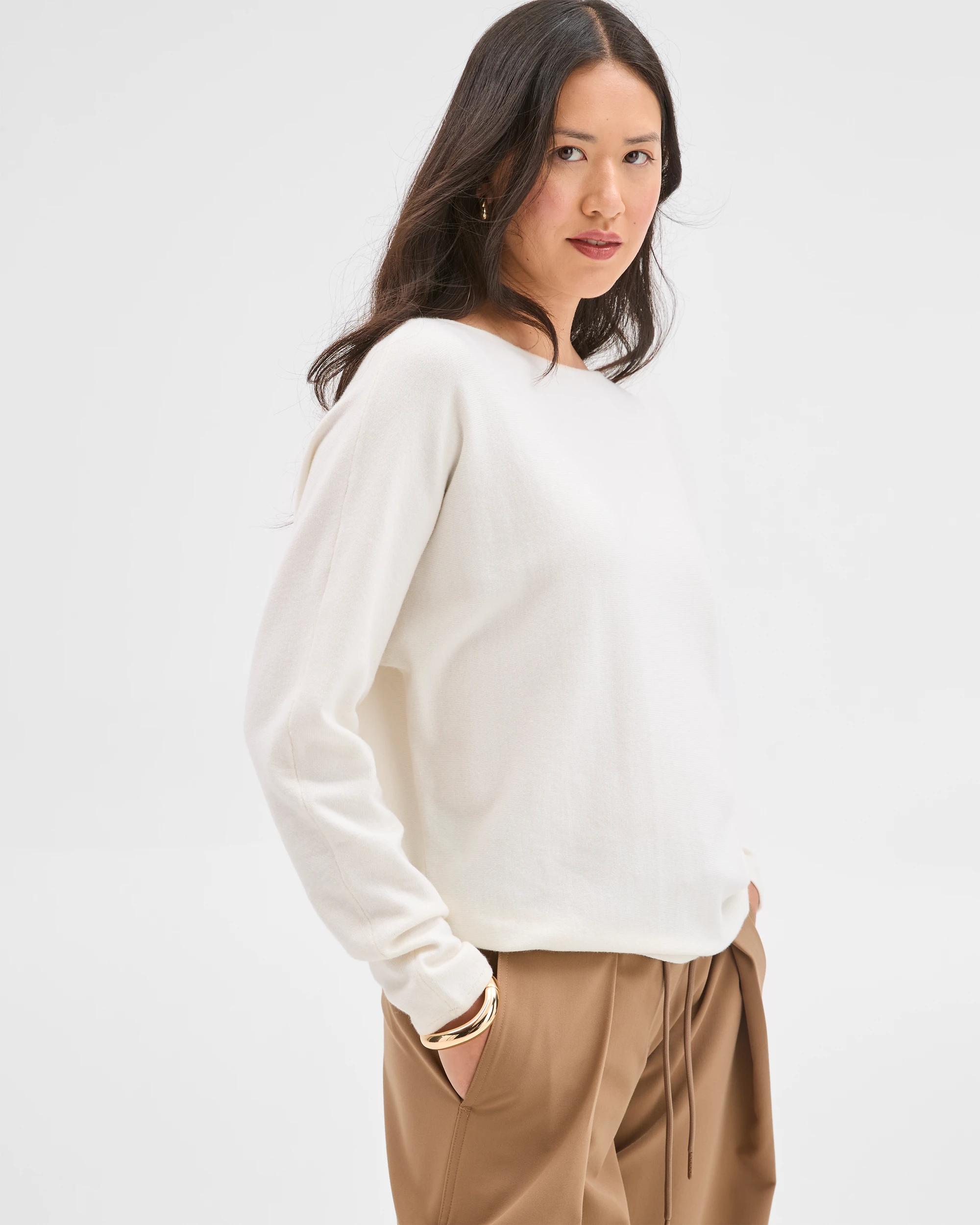 4 Preview Dolman Sleeve Boat Neck Knit Jumper CLOUD DANCER, 4 of 6