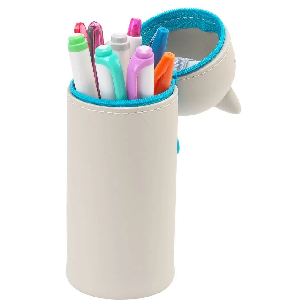 4 PuniLabo Single Zip Stand Up Silicone Pencil Case Grey Cat, 4 of 6