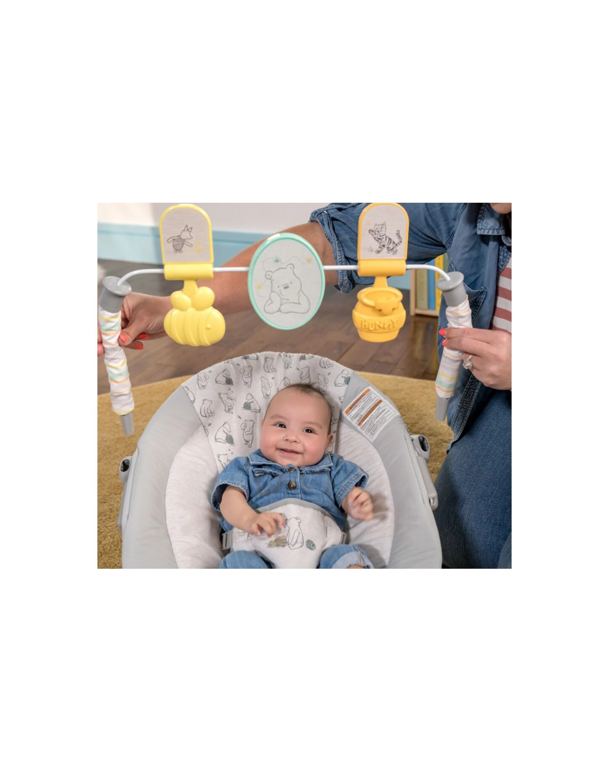 2 Bright Starts Disney Winnie The Pooh Pals Vibrating Bouncer 0-6 Months - Grey, 2 of 4