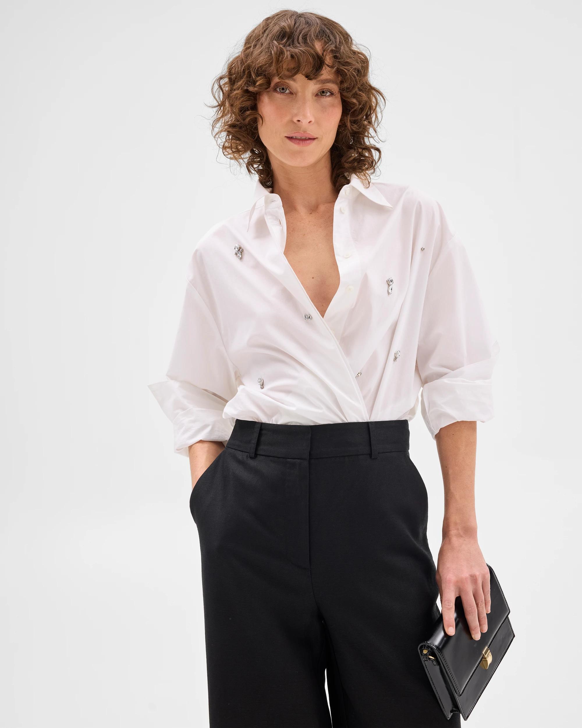 1 Long Sleeve Embellished Shirt - Preview WHITE, 1 of 6