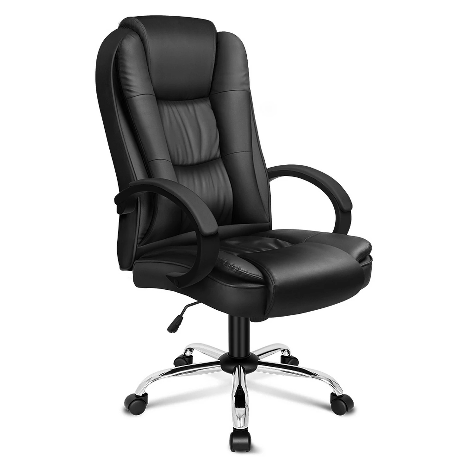 1 Alfordson Executive Office Chair PU Leather Computer Gaming Racer Black Seat - Black, 1 of 10