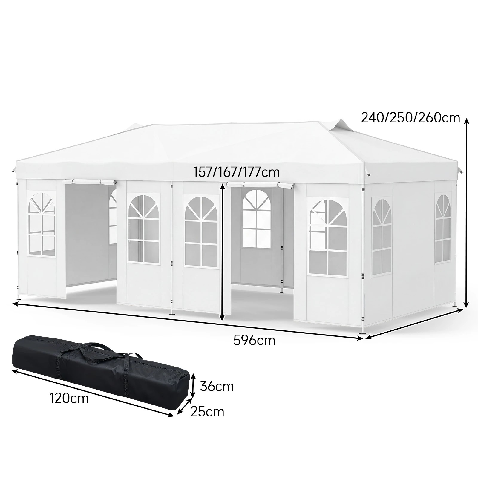 3 Costway 596x297cm Pop Up Canopy Tent 6 Sidewall One Push Outdoor Waterproof Gazebo - White, 3 of 3
