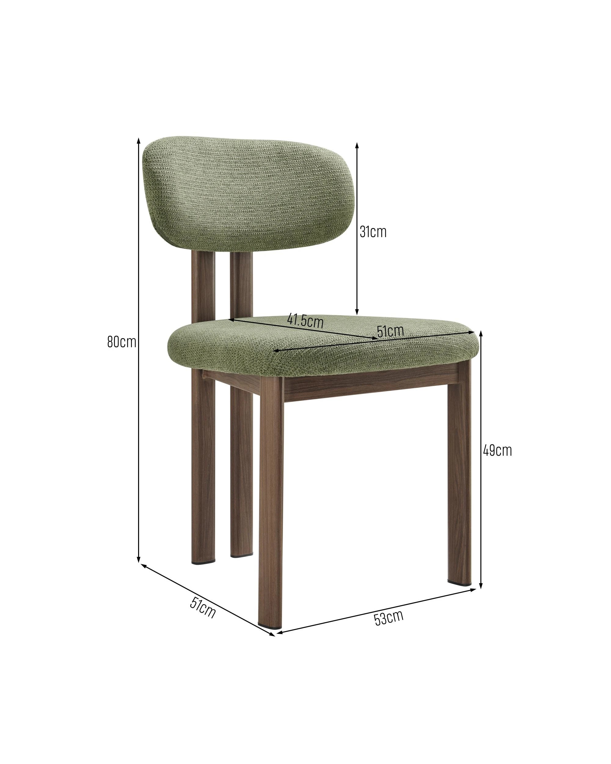 10 Kodu Upholstered Dining Chairs Pair (Set of 2) Olive and Walnut Look - Green, 10 of 10