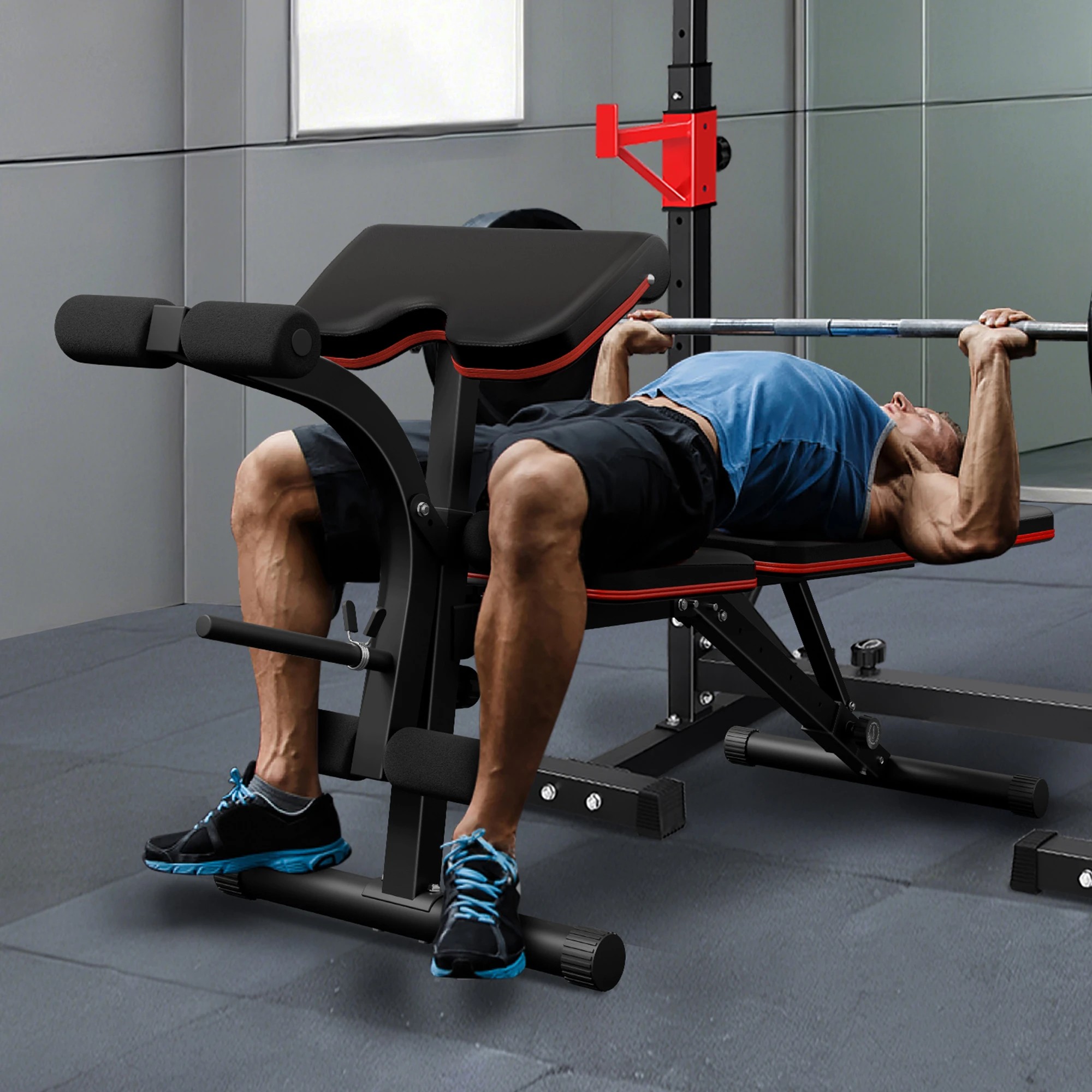 6 Black Lord Weight Bench Adjustable FID Bench Fitness Flat Incline Decline Gym - Black, 6 of 10