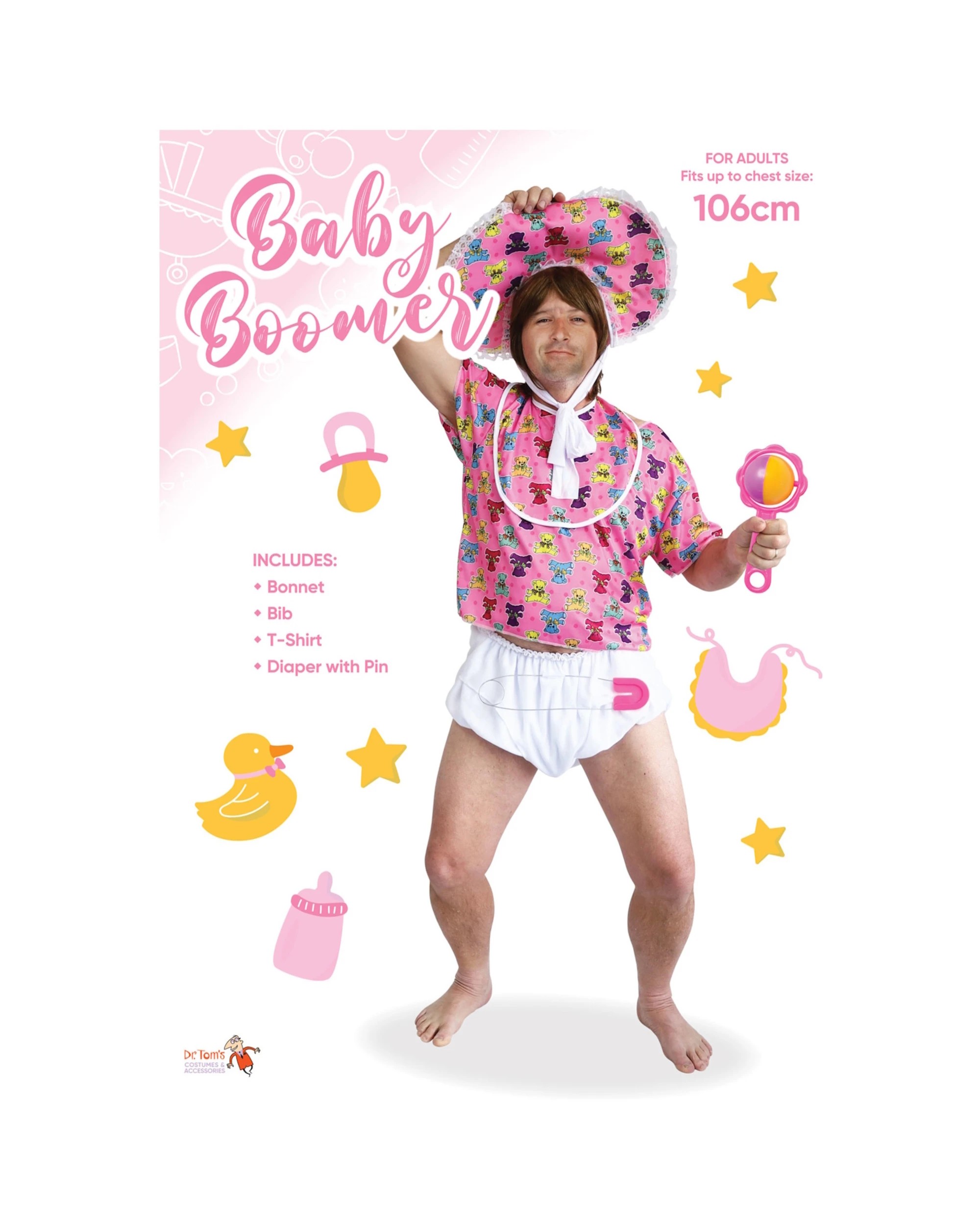 2 Tomfoolery Baby Boomer Adult Costume - One Size - Pink, 2 of 2