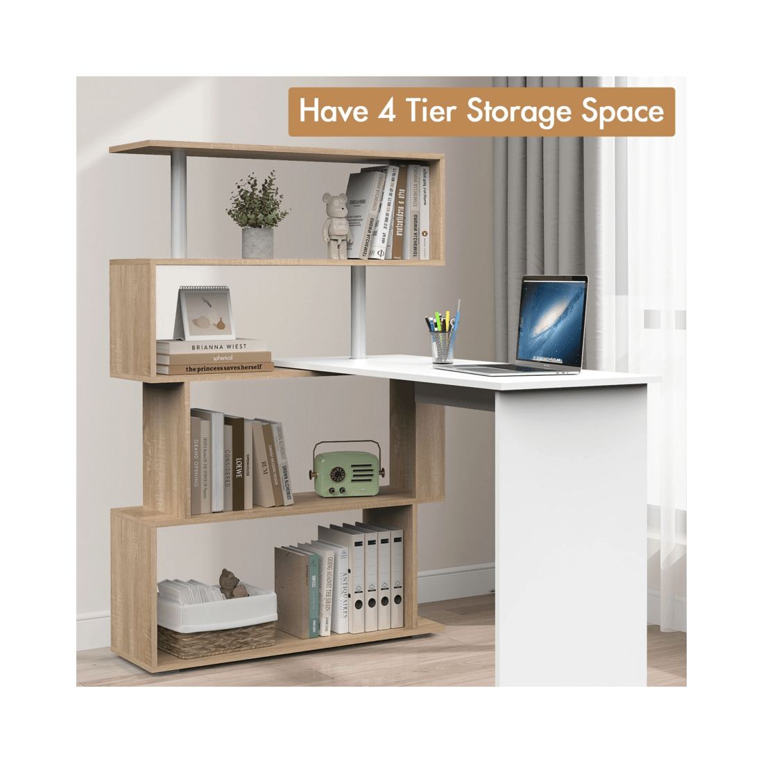 7 Advwin Computer Desk 180° Rotatable Corner Shelf, 7 of 8