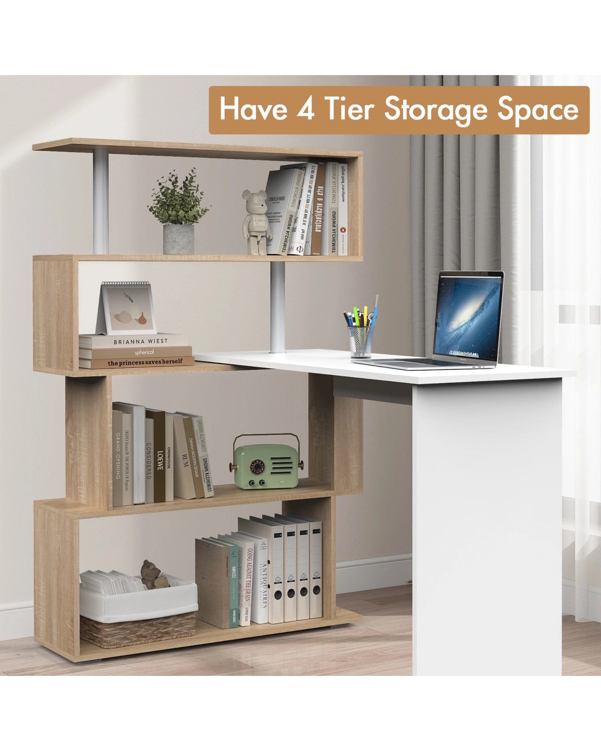 7 Advwin Computer Desk 180° Rotatable Corner Shelf, 7 of 8