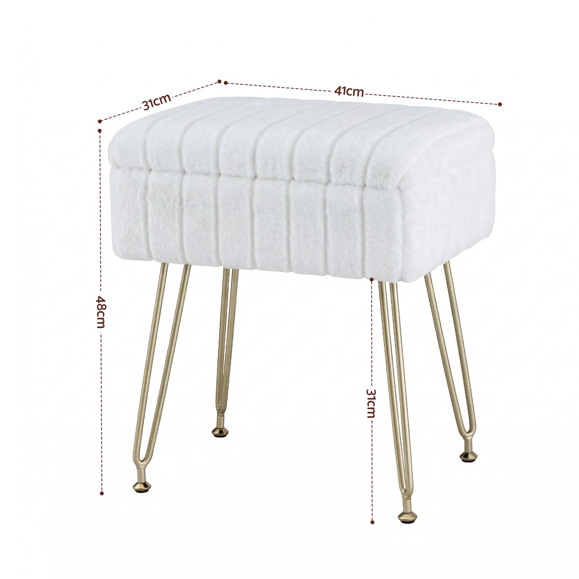 2 Artiss Storage Ottoman Vanity Foot Stool - White, 2 of 4