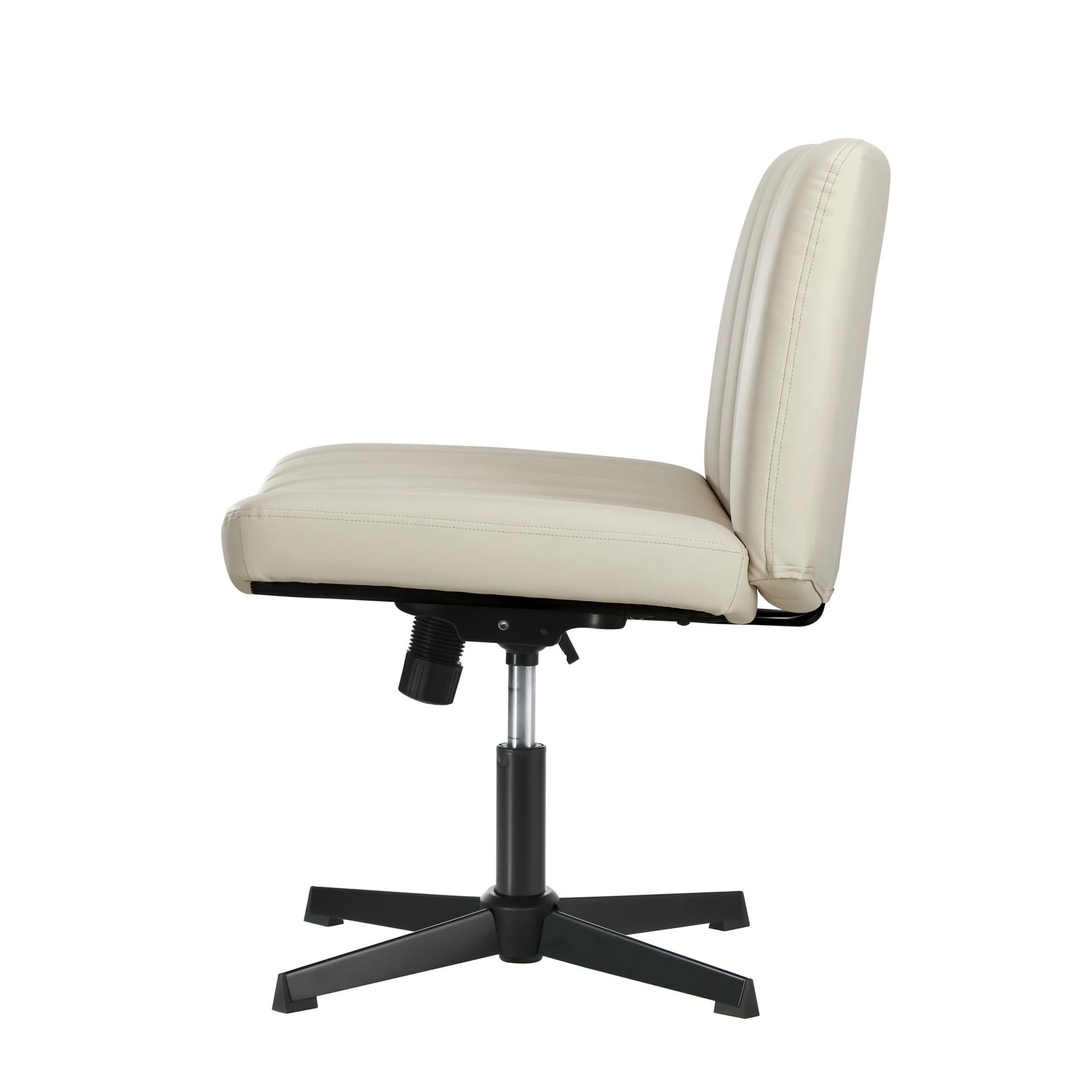 9 Oikiture Mid Back Armless Office Desk Chair Wide Seat Faux Leather
 - Beige, 9 of 10