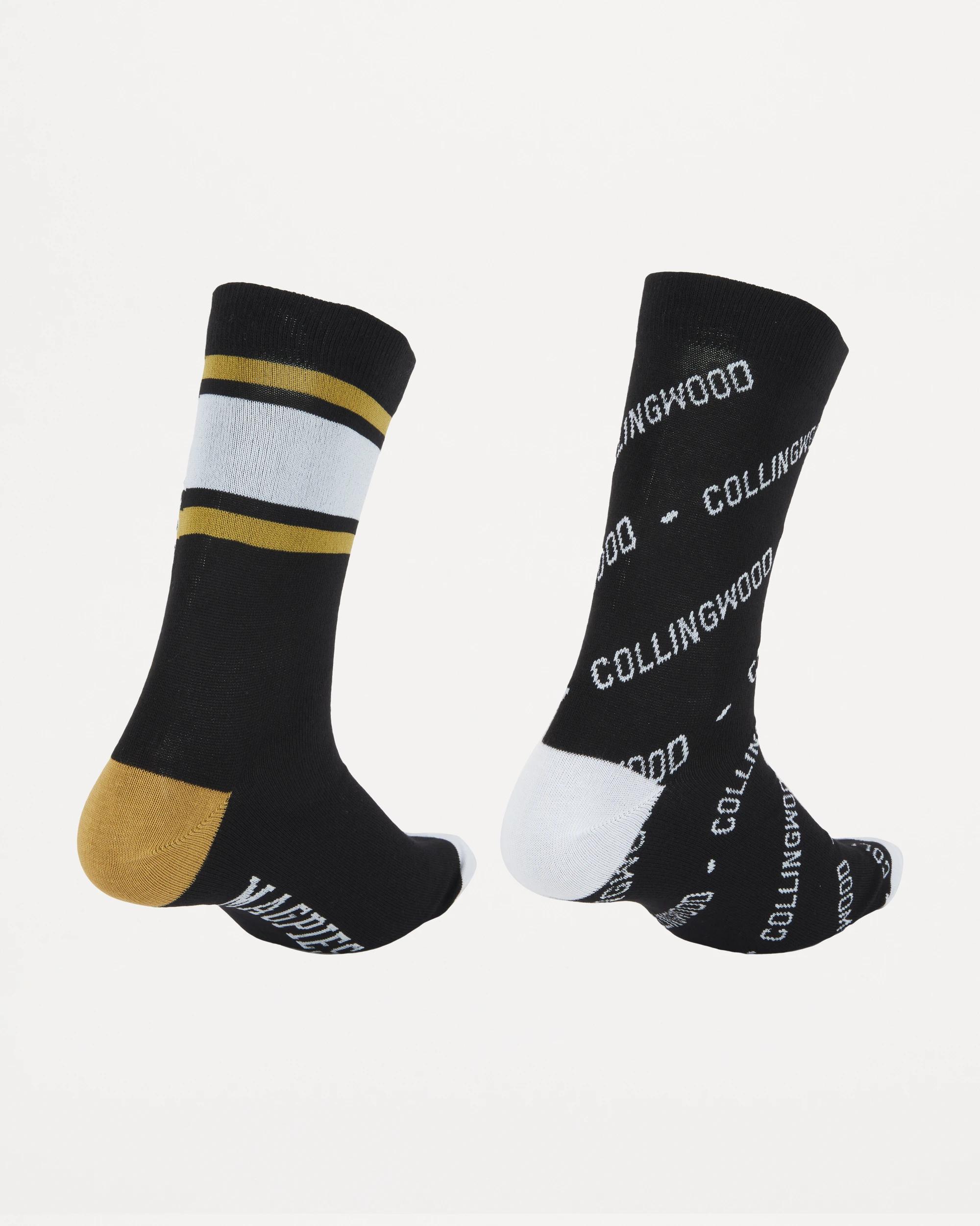 2 2 Pack Official AFL Adult Sock Set BLACK COLLINGWOOD, 2 of 3