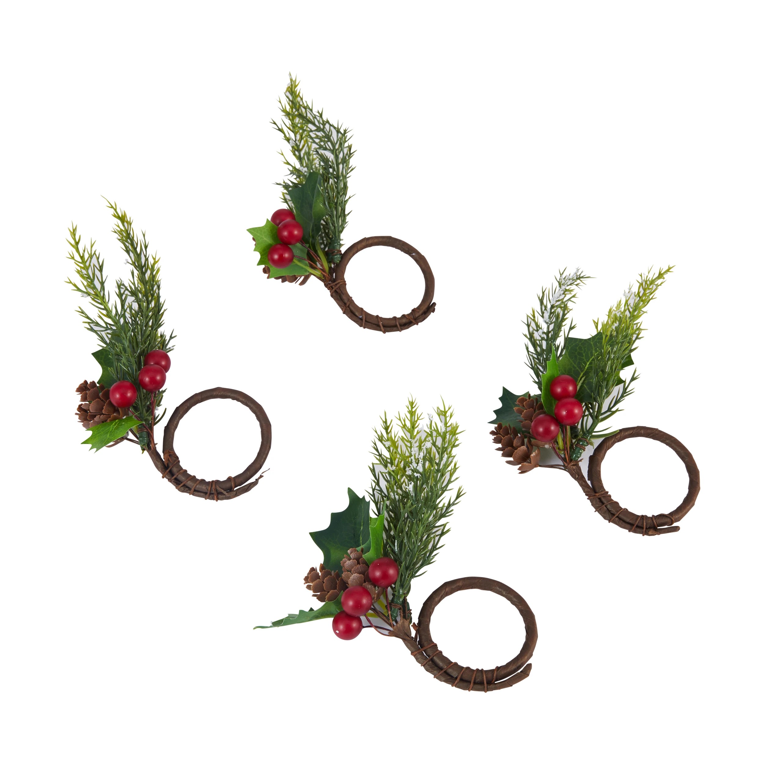 2 4 Pack Green Foliage Napkin Rings, 2 of 4