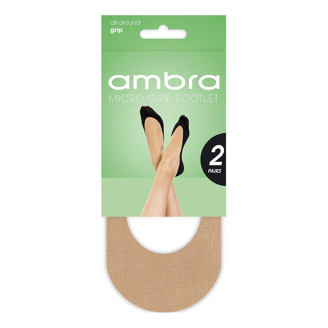 2 Ambra 2 Pack Micro Grip Footlet Tights NATURAL, 2 of 2