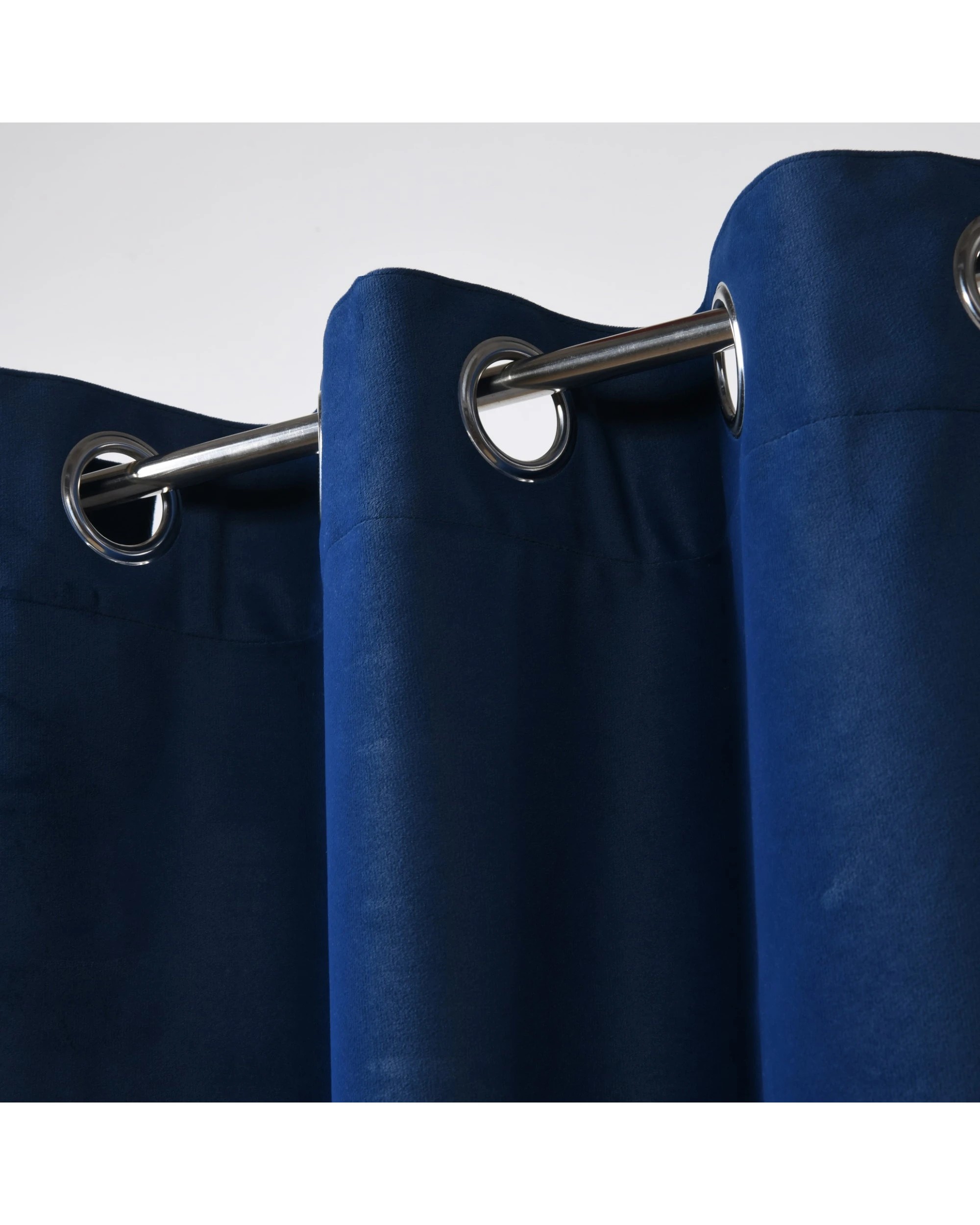 2 Cadence & Co. Byron Matte Velvet 100% Blockout Eyelet Curtain Twin Pack 225x223cm - Navy Blue, 2 of 5