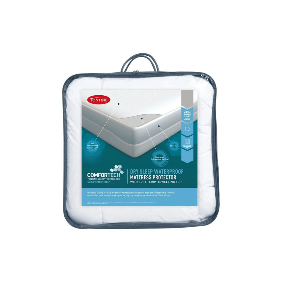 1 Tontine Comfortech Dry Sleep Waterproof Queen Bed Mattress Protector 152x203 Cm
 - White, 1 of 3