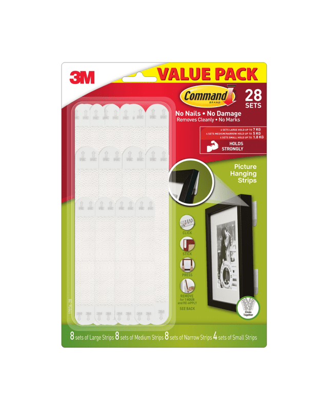 3M Command 28 Pack Picture Hanging Strips Value 