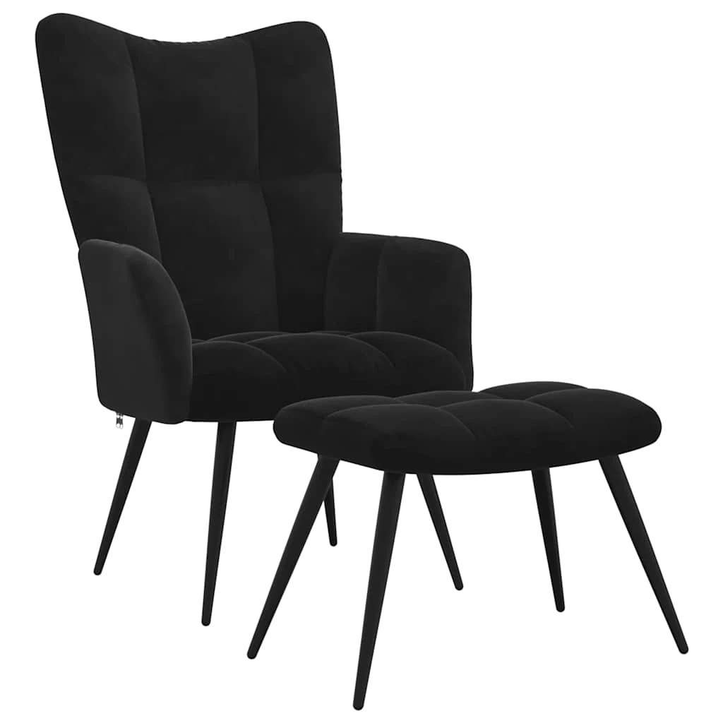 1 Vidaxl Relaxing Chair With Stool, Relaxing Chairs With Stools - Black, 1 of 10
