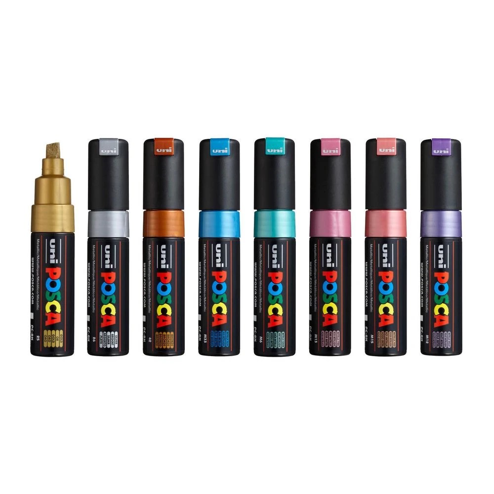 2 POSCA PC 8K Paint Markers Metallic Assorted 8 Pack, 2 of 4