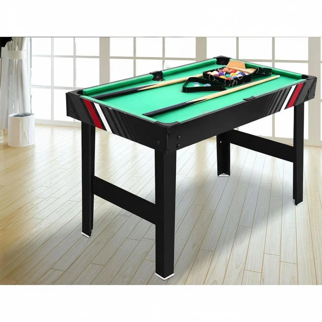 6 Everfit 4-in-1 Games Table Soccer Foosball Pool Table Tennis Air Hockey Home Party Gift - Black, 6 of 8
