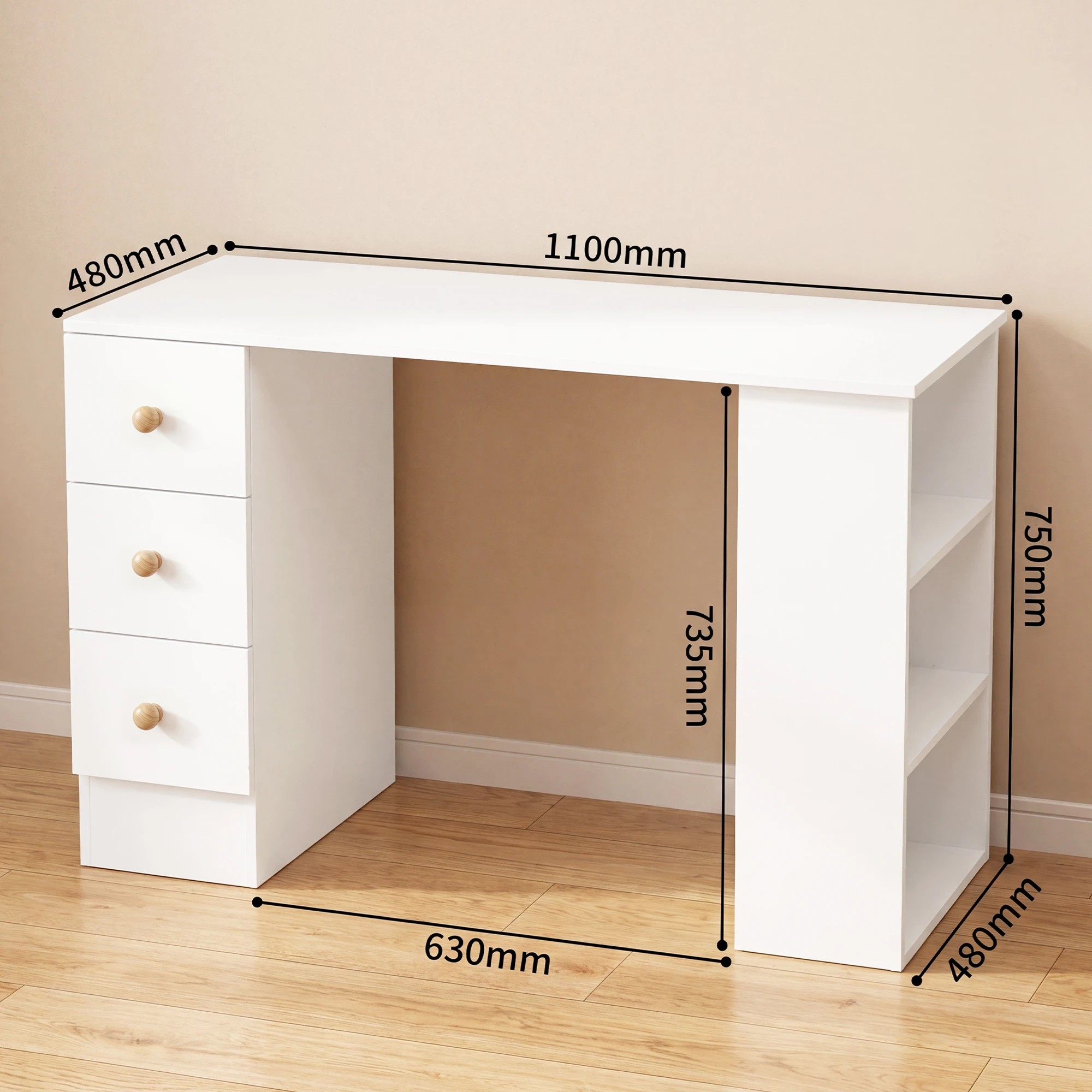 2 Advwin Computer Desk with Drawers Open Storage Shelf, 2 of 8