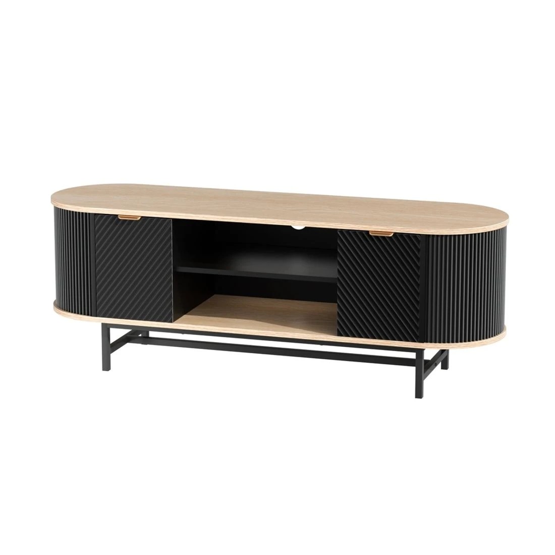 5 Artiss TV Unit Entertainment Unit Storage Cabinet Black - Brown, 5 of 10