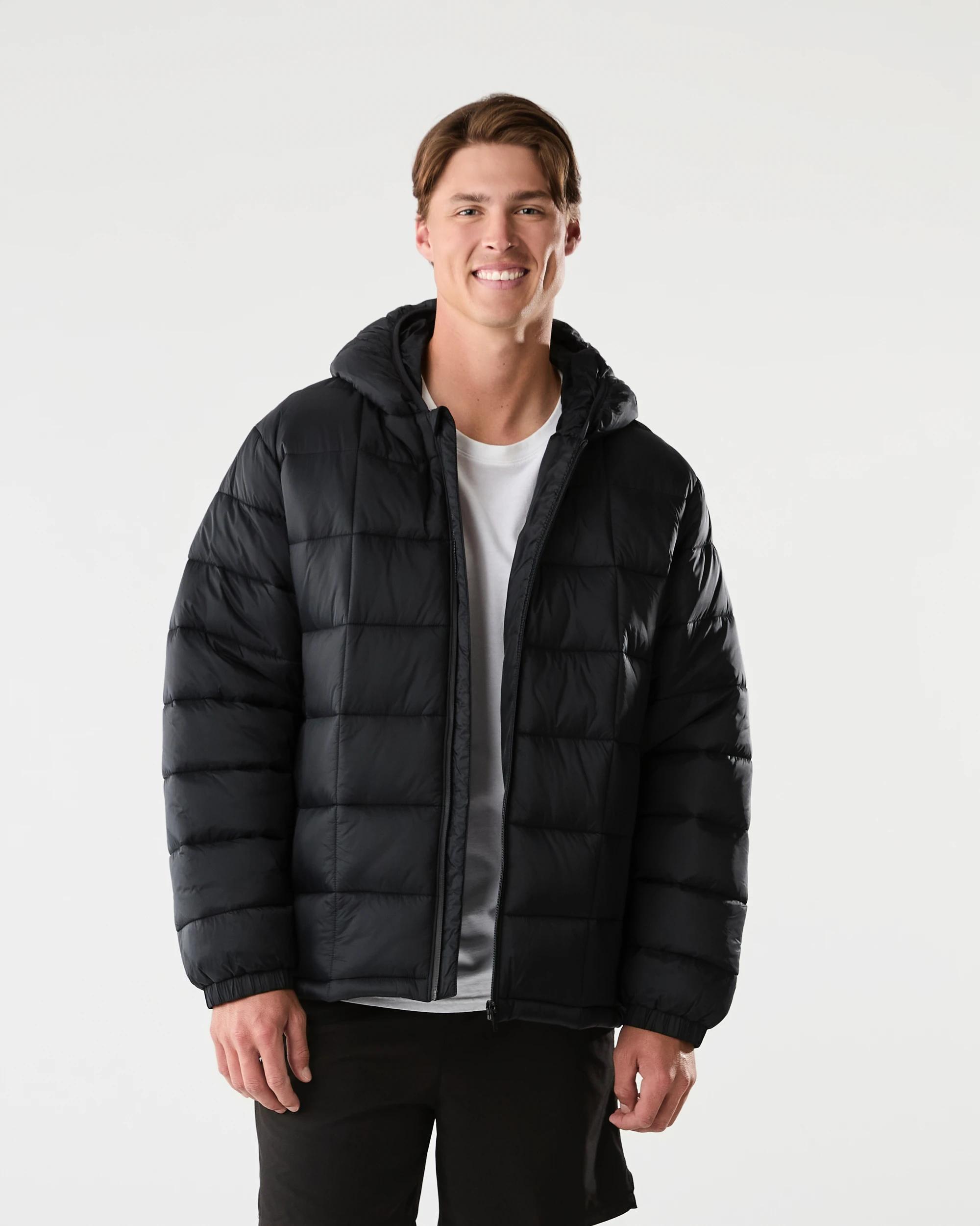 1 Active Mens Out Quilted Puffer Jacket Black, 1 of 7