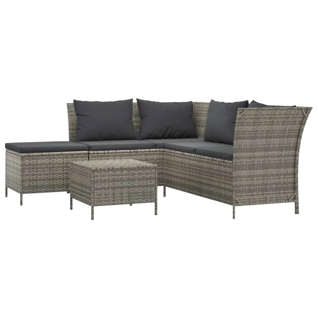 2 Vidaxl 4 Piece Garden Lounge Set With Cushions Poly Rattan - Grey, 2 of 10