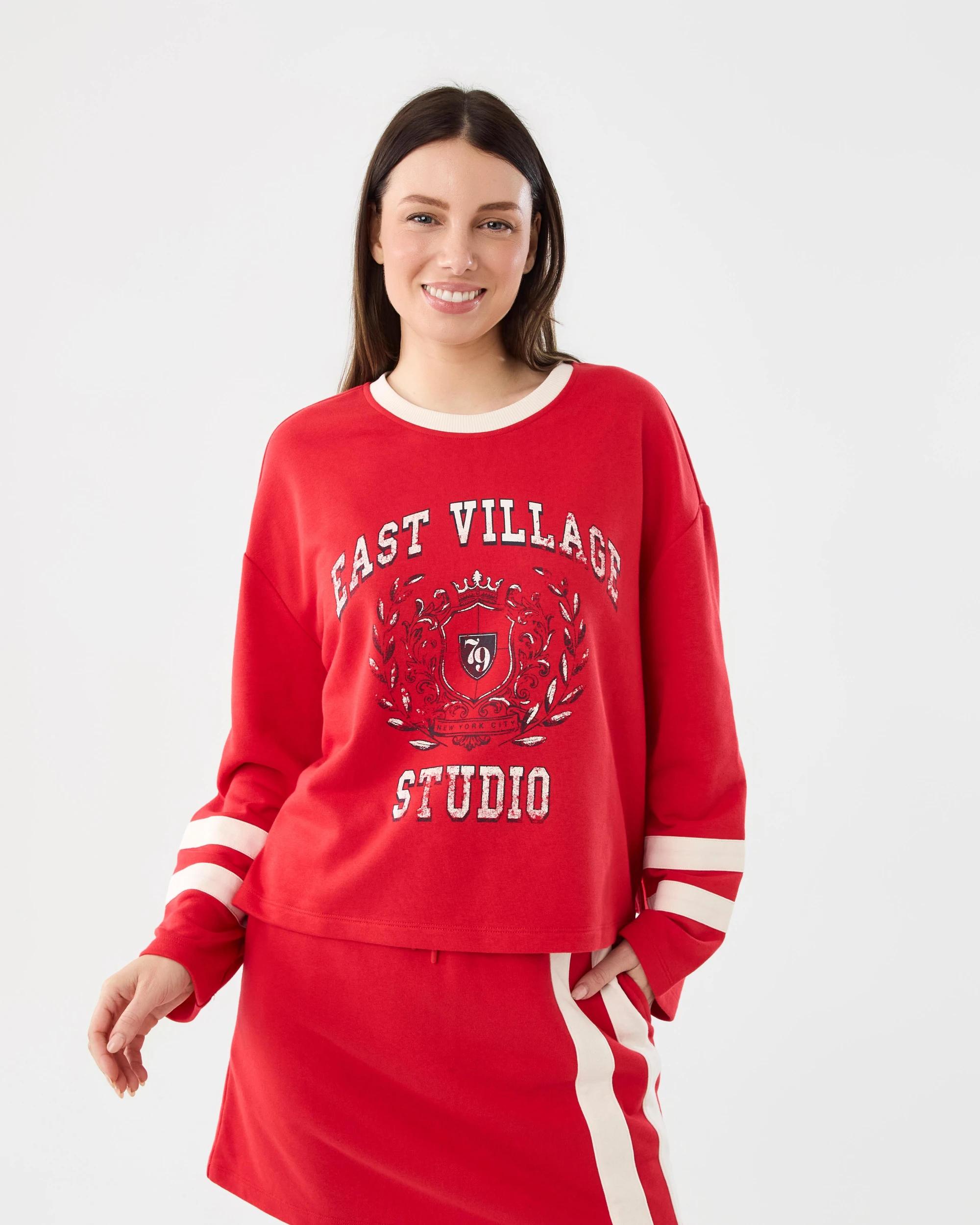 1 Print French Terry Sweatshirt East Crest, 1 of 8