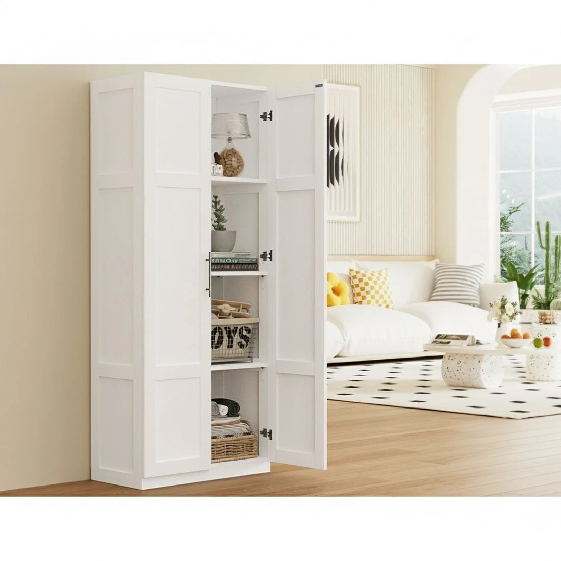 4 Artiss 2 Door Buffet Sideboard Cupboard Cabinet Pantry - White, 4 of 6