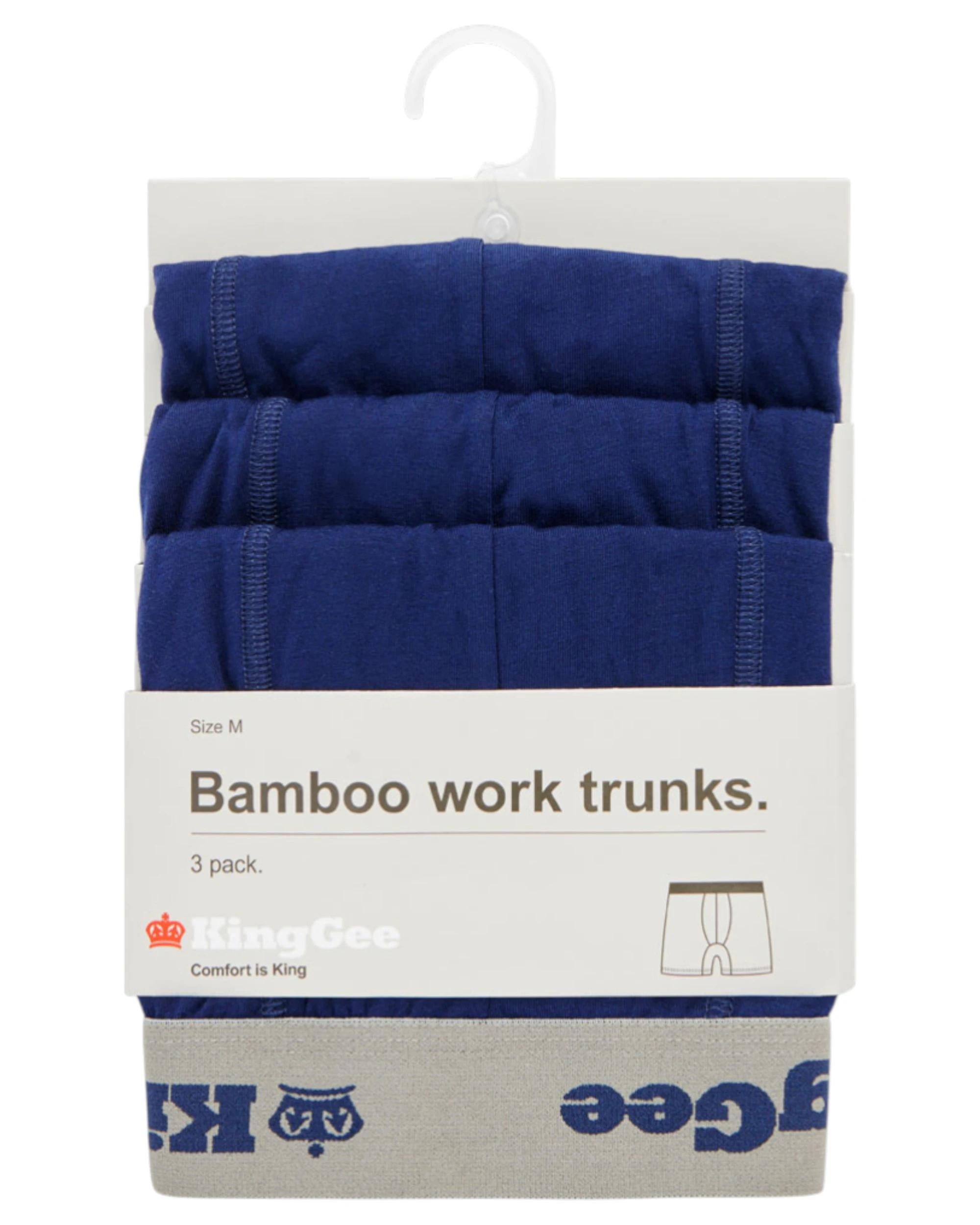 1 KingGee 12 Pack Mens Bamboo Trunks Underwear Navy, 1 of 3