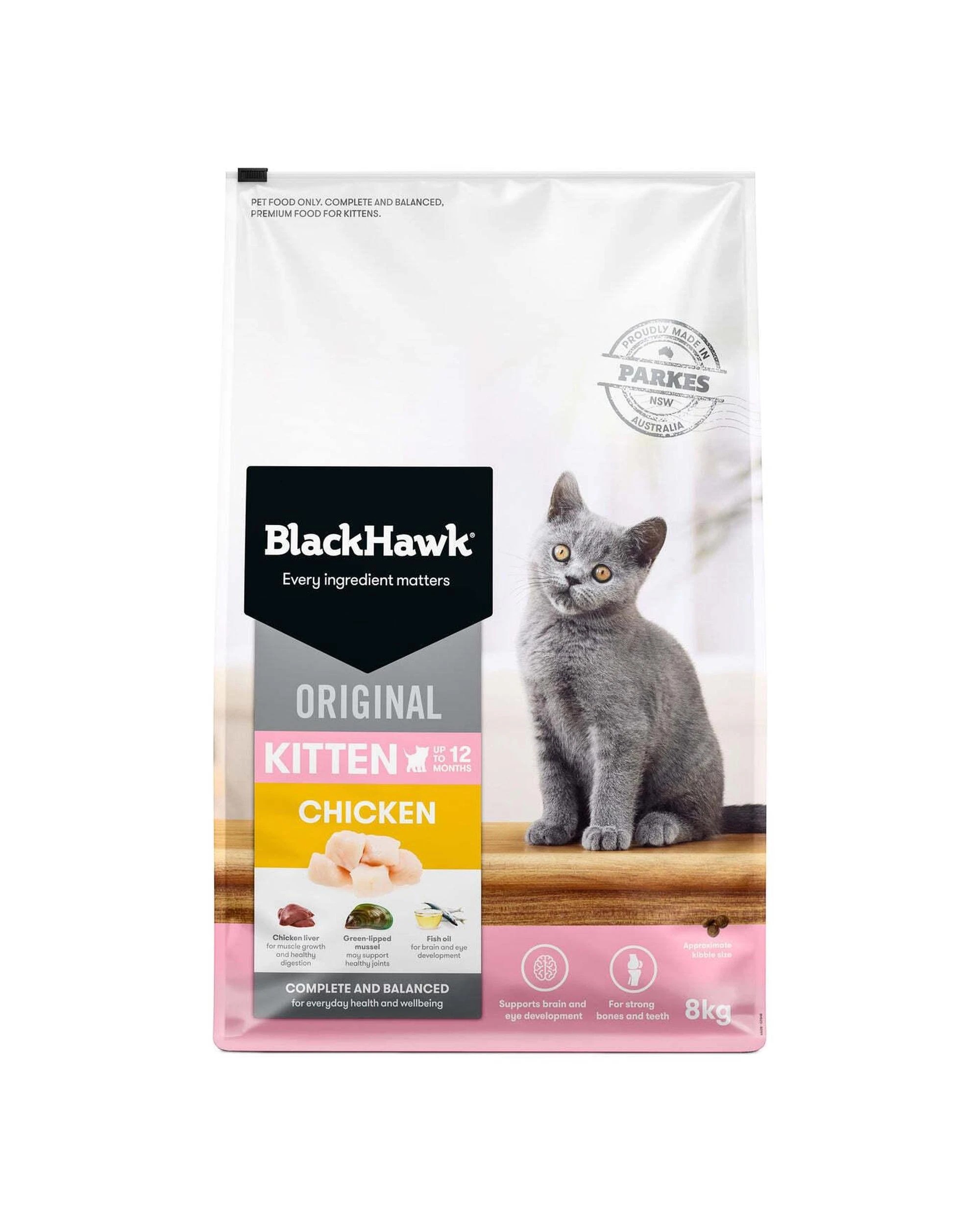 1 Black Hawk Original Chicken Kitten Dry Cat Food 8kg, 1 of 4