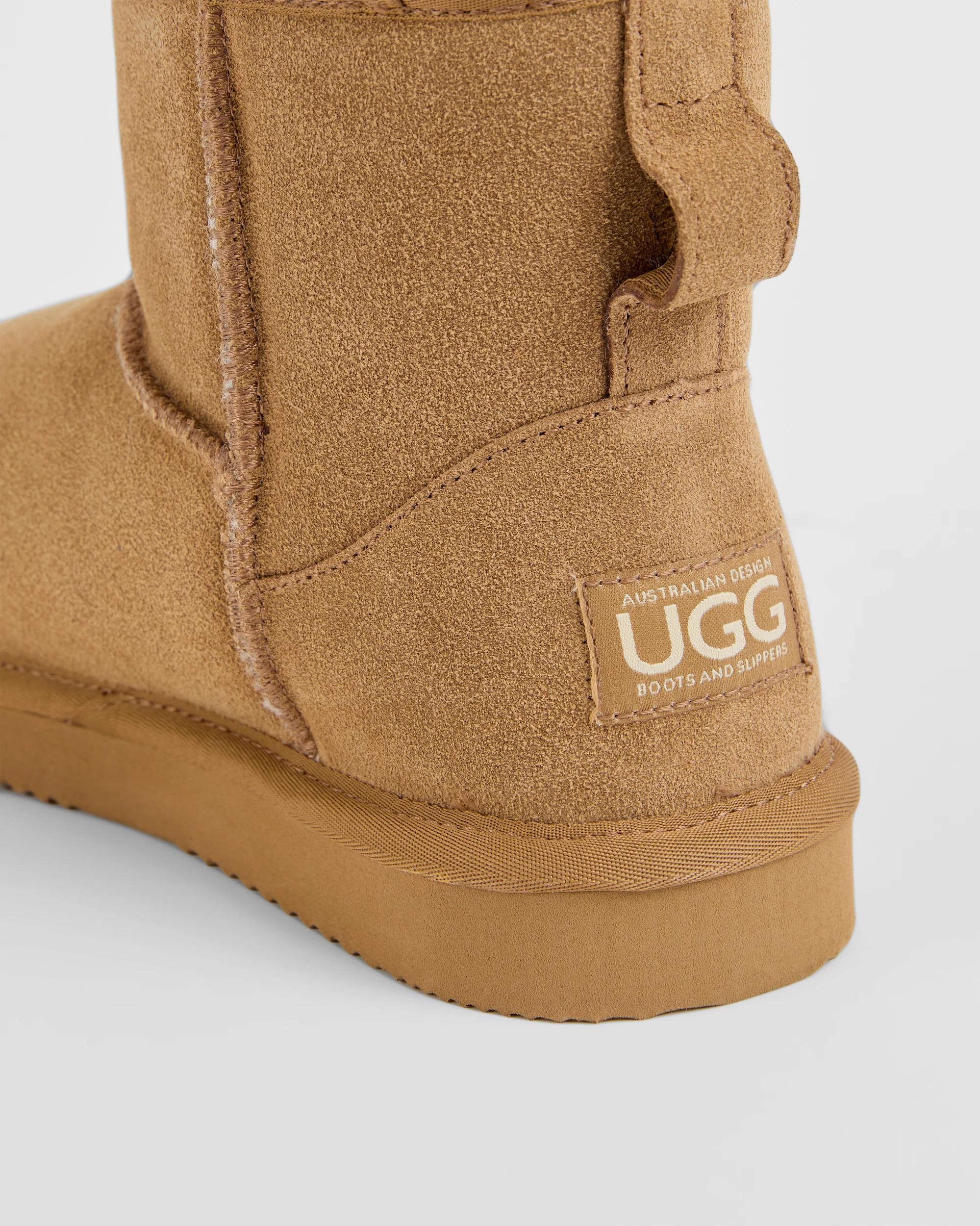 3 Australian Design Ugg Boots and Slippers Australian Design Suede Leather Kids Slipper Boot CHESTNUT, 3 of 3