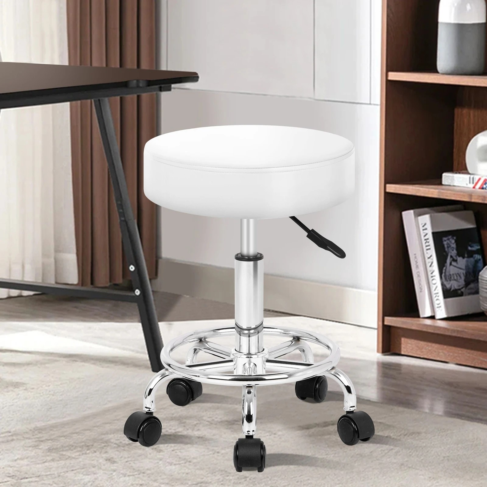 6 Alfordson Salon Stool Round Swivel Barber Hair Dress Chair Gas Lift - White, 6 of 7