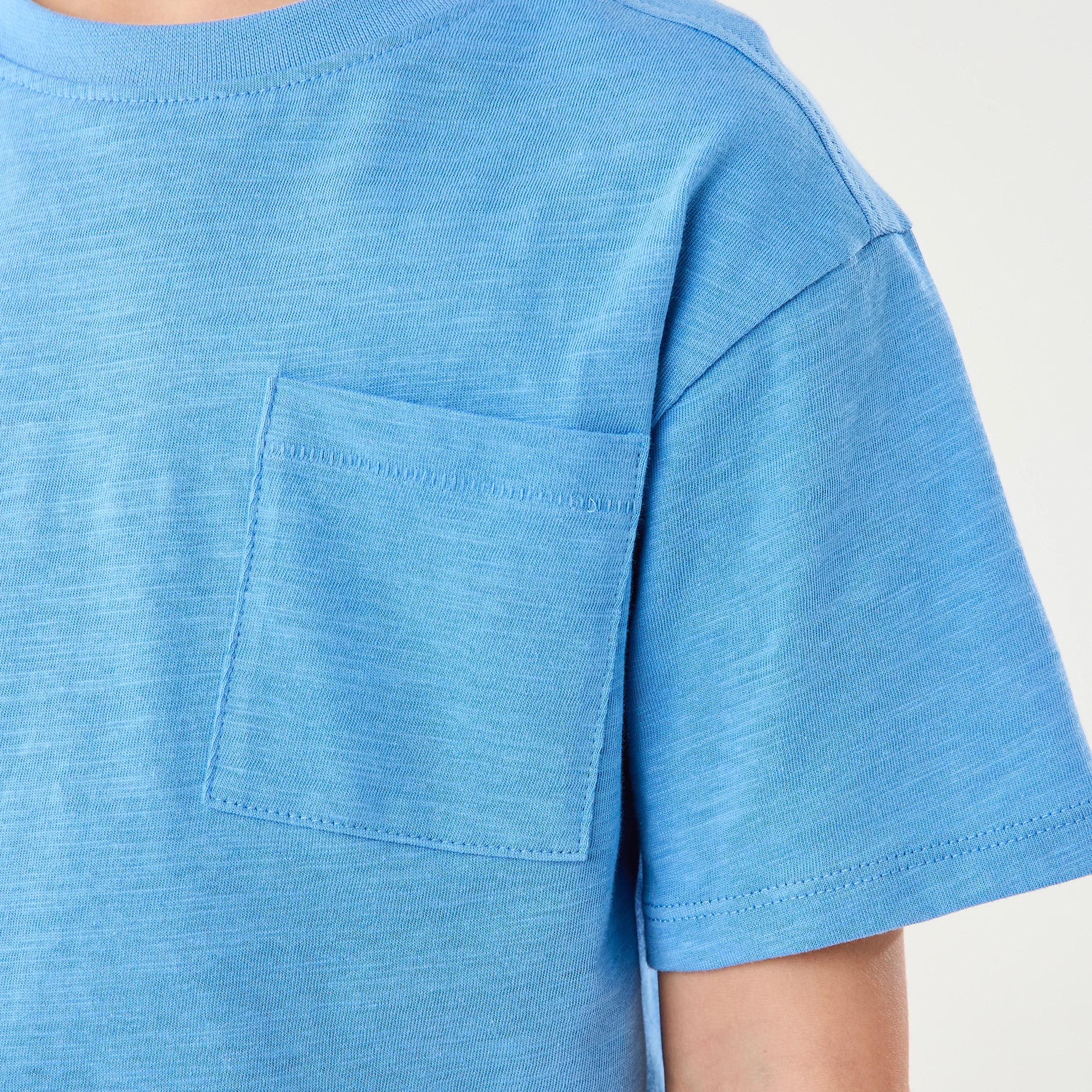 4 Plain Cotton T-shirt SILVER LAKE BLUE, 4 of 6