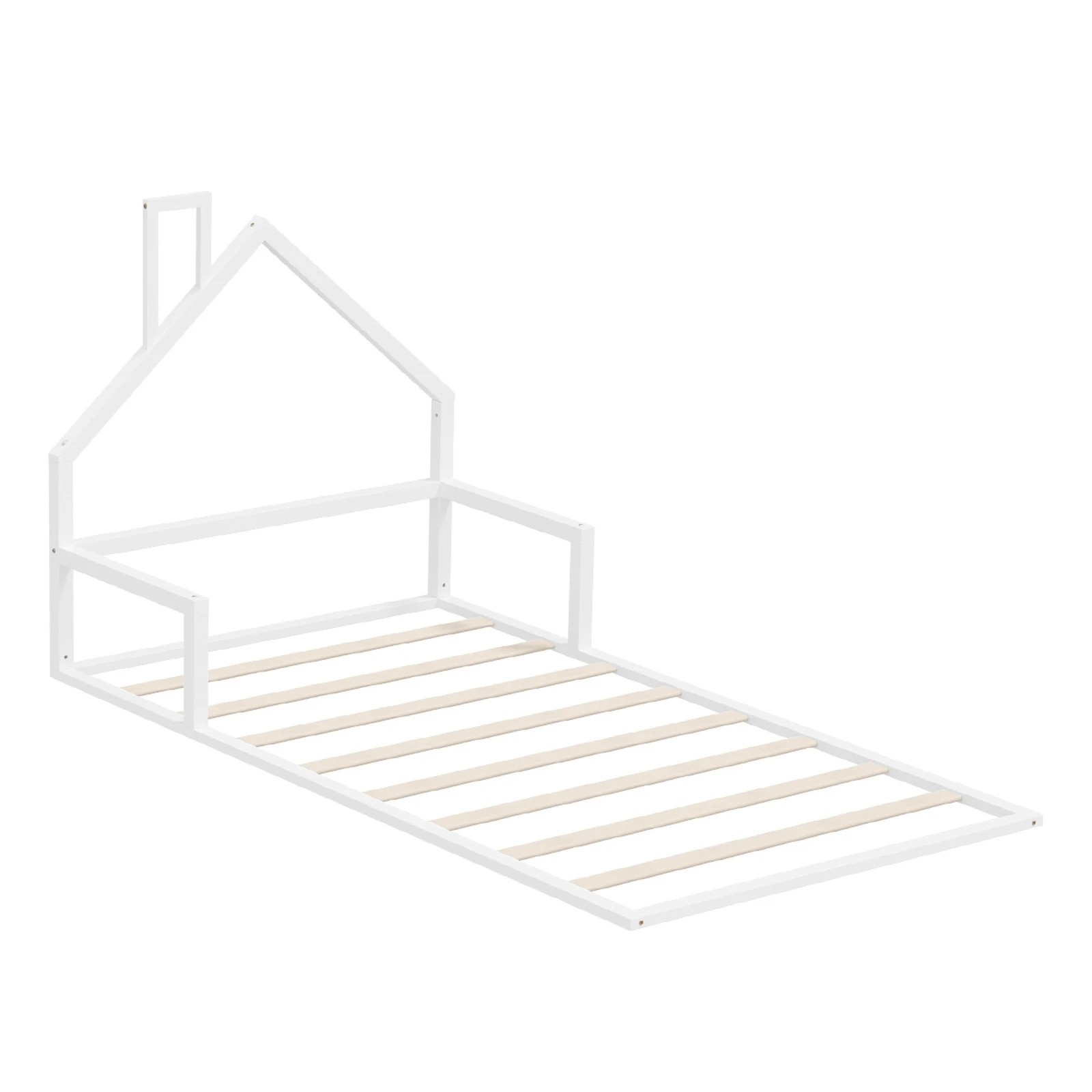 1 Oikiture Wooden Kids Bed Chimney Wooden King Single - White, 1 of 10