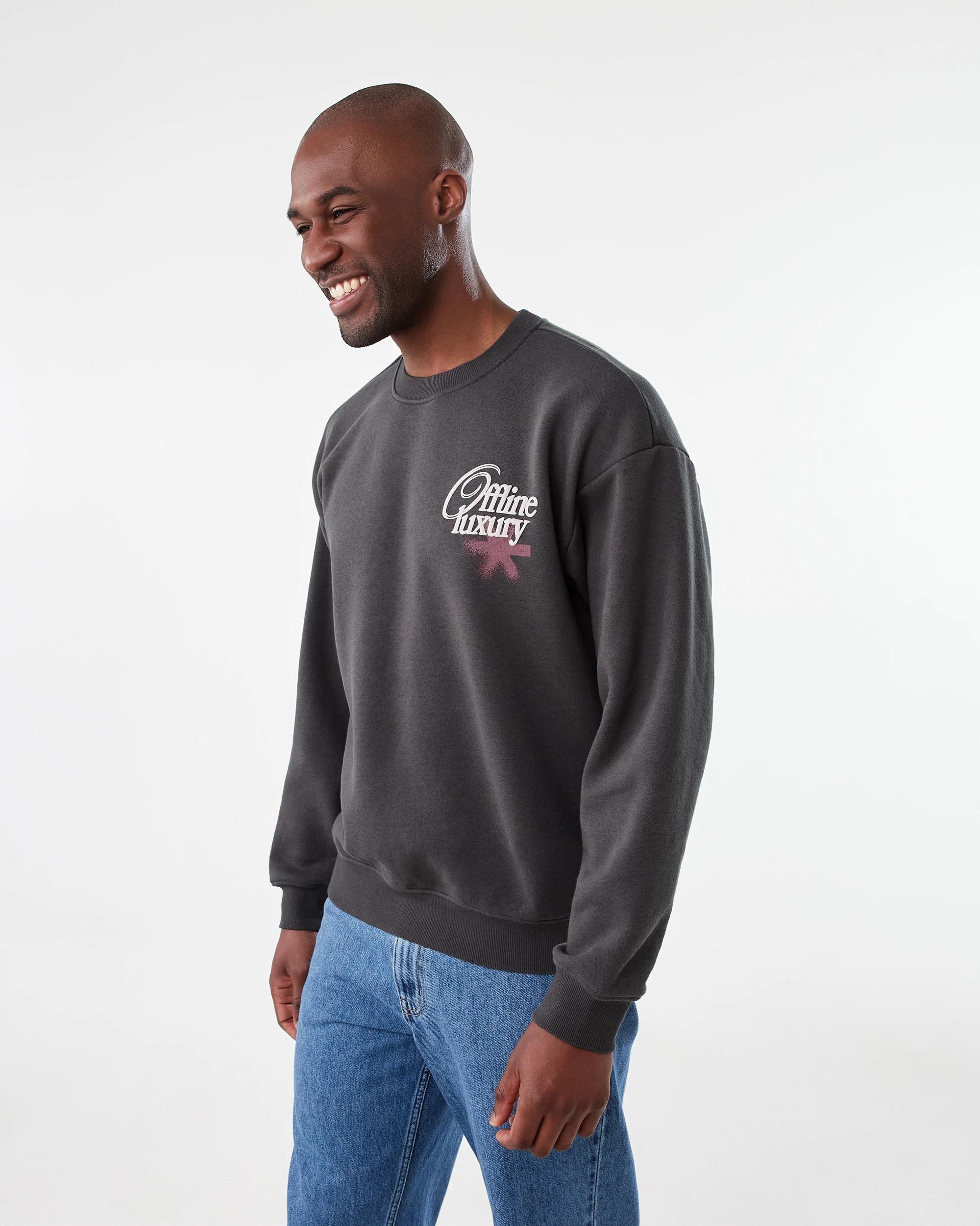 2 Oversized Print Crew Neck Sweatshirt Blk Offlne, 2 of 8