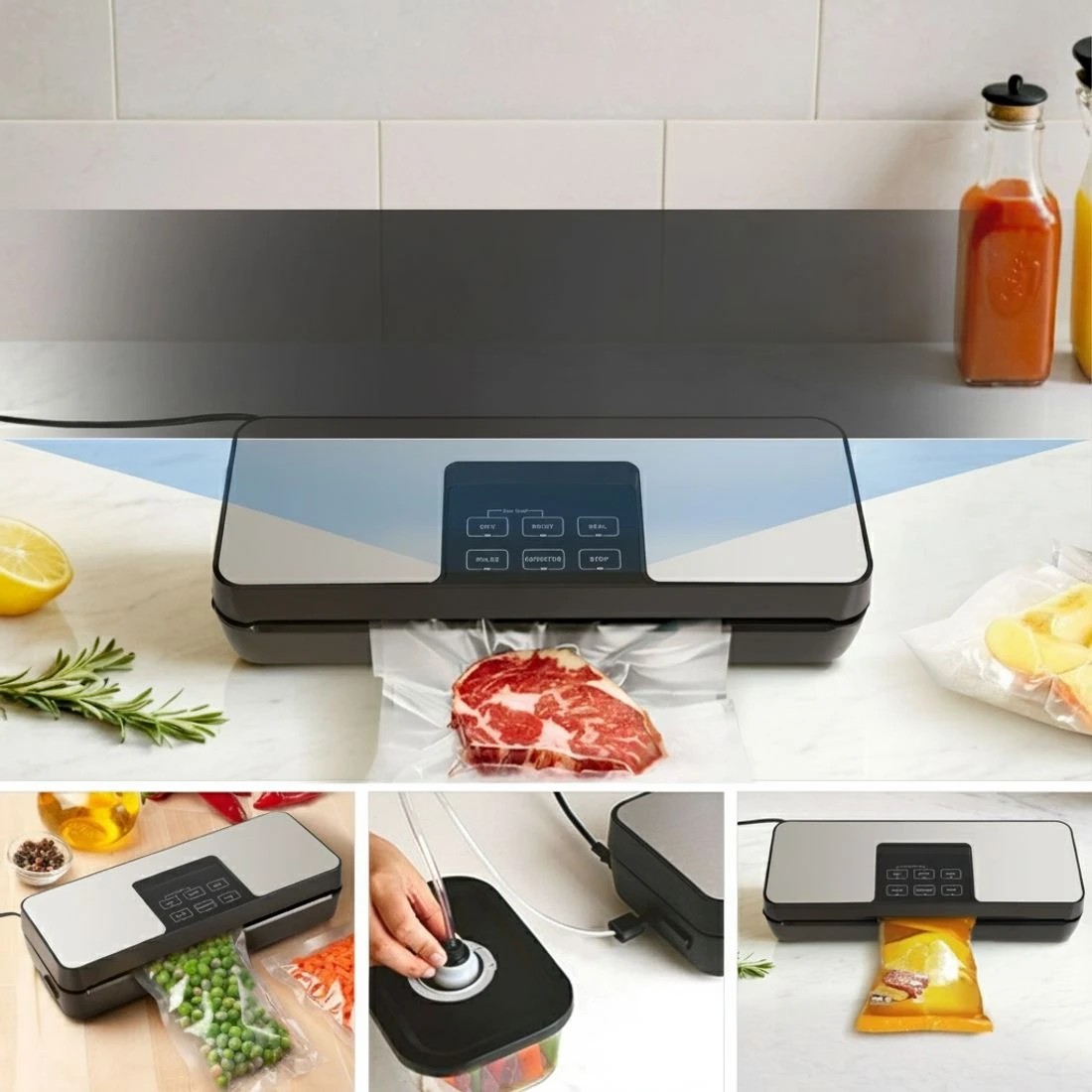 3 Devanti Food Vacuum Sealer Machine Auto Seal Cutter 5 Modes Storage Bags 28cm×6m 4 Rolls - Multi, 3 of 5