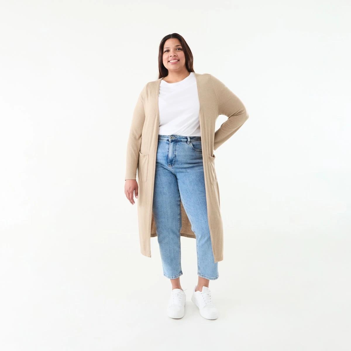 1 Curve Longline Pocket Cardigan Sandstone, 1 of 6