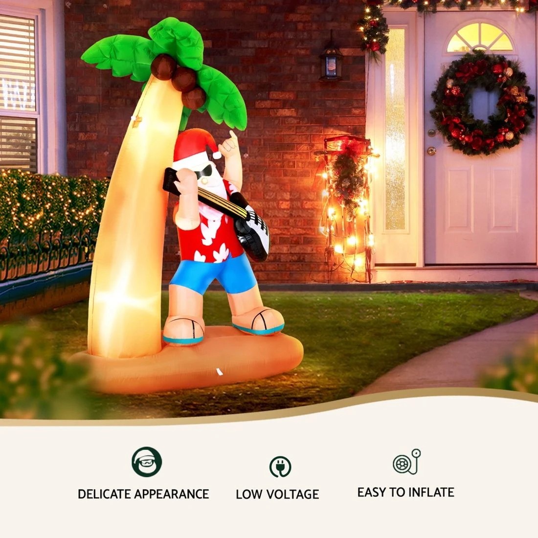 4 Jingle Jollys Christmas Inflatable Santa Guitar 2.1m Led Illuminated Decorations
 - Multi, 4 of 5