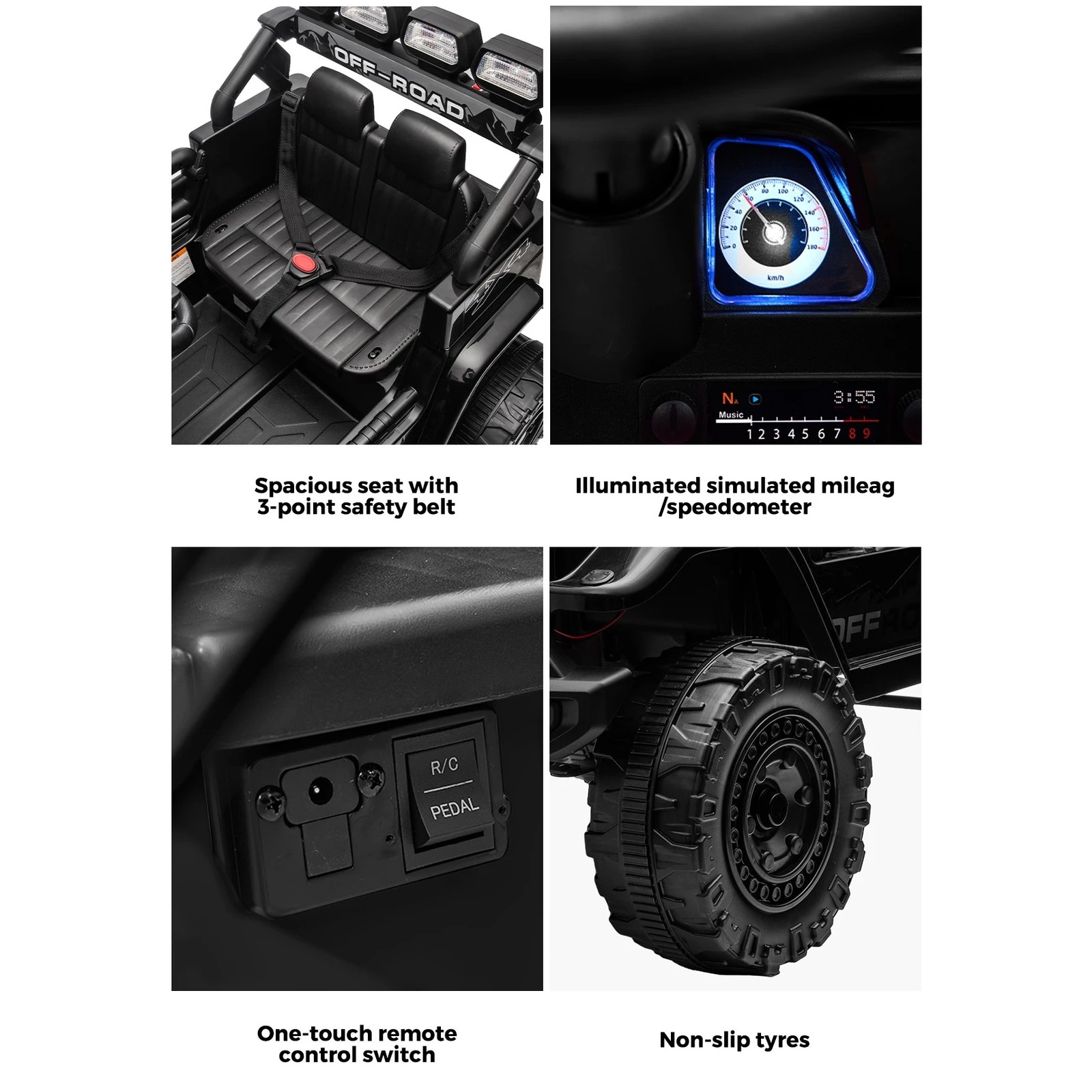 9 Mazam Ride On Car Kids Electric Jeep Bluetooth Light Music Remote Control
 - Black, 9 of 10