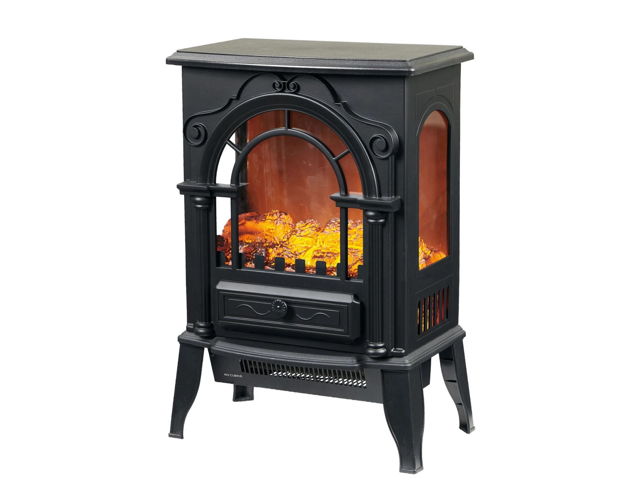 1 Lenoxx Electric 1000W to 2000W Freestanding Fireplace Heater with Panoramic 3 Sided Glass Design, 1 of 8