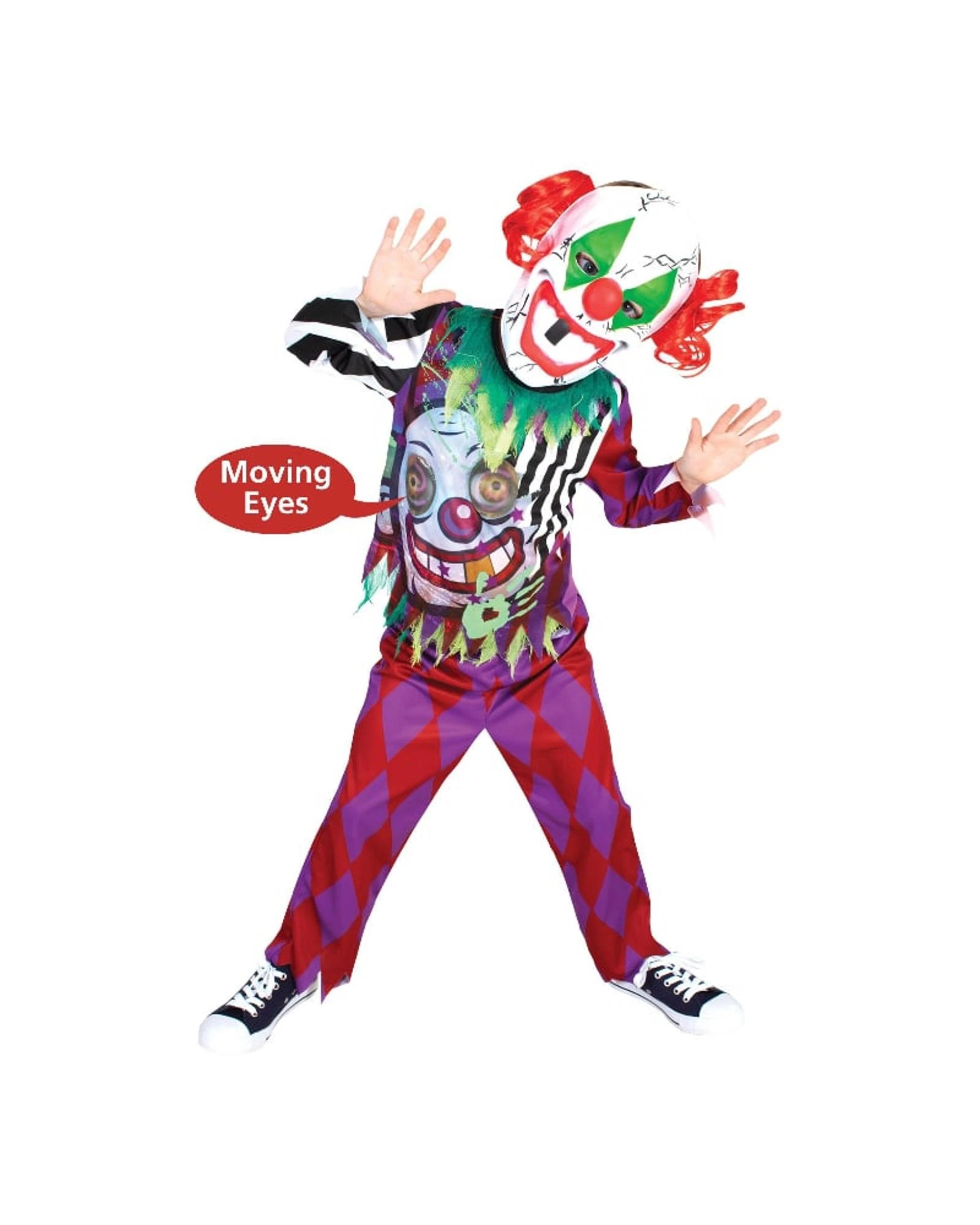 2 Scary Clown Lenticular Eyes Child Costume Size L 7-8 Years, 2 of 3