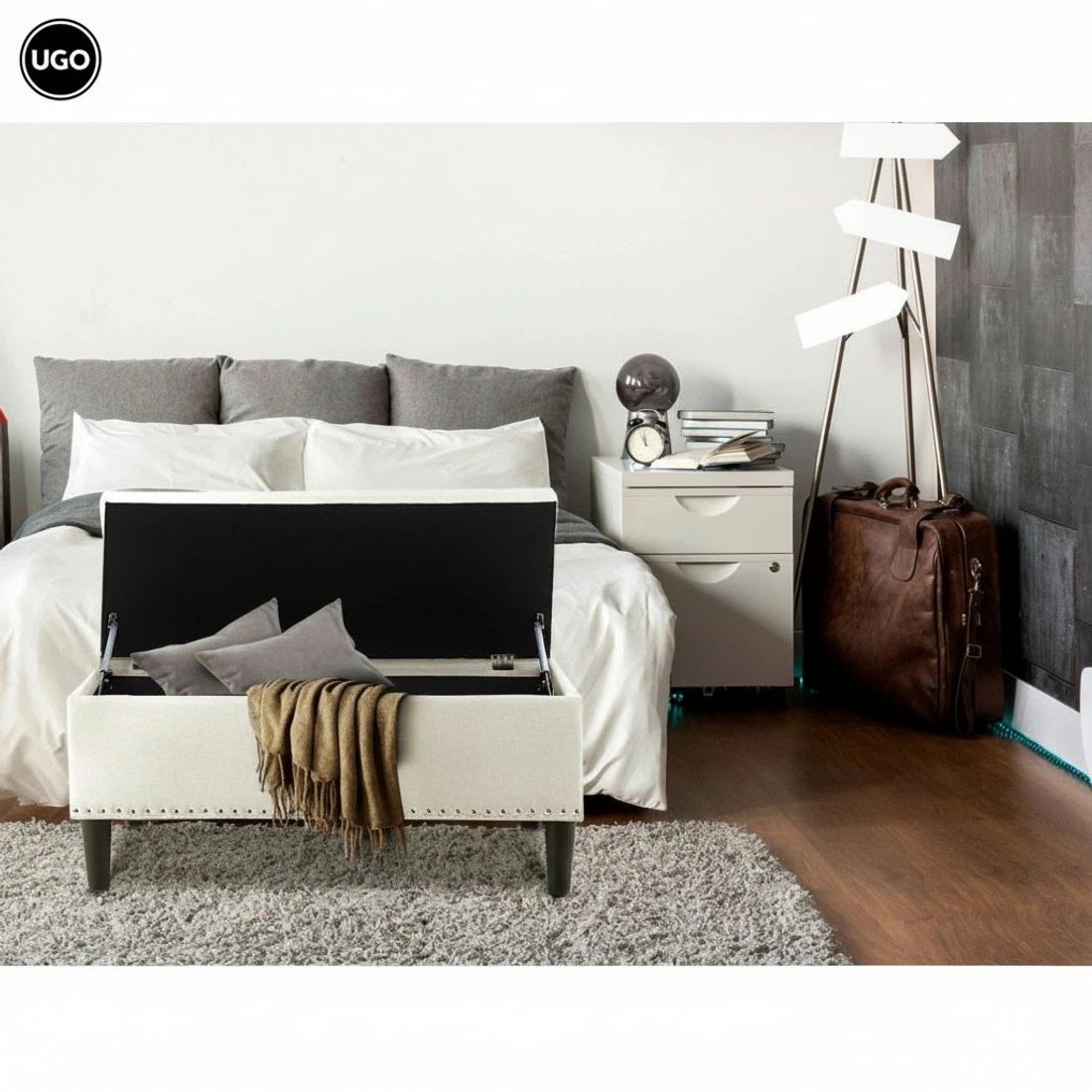 7 Artiss Storage Ottoman Blanket Box 96cm Linen Taupe - Beige, 7 of 7