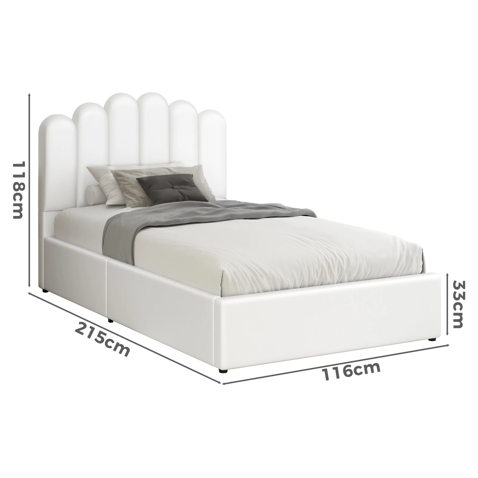 7 Alfordson Bed Frame King Single Gas Lift Storage Base Wooden Milton - White, 7 of 10