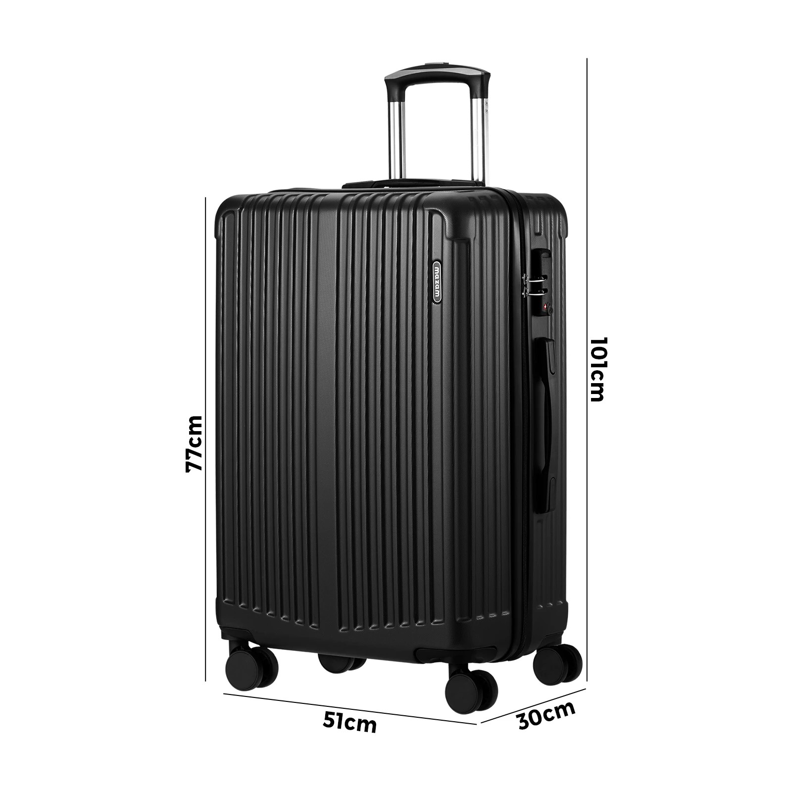 2 Mazam 28" Luggage Suitcase TSA Lock  ABS Case - Black, 2 of 9
