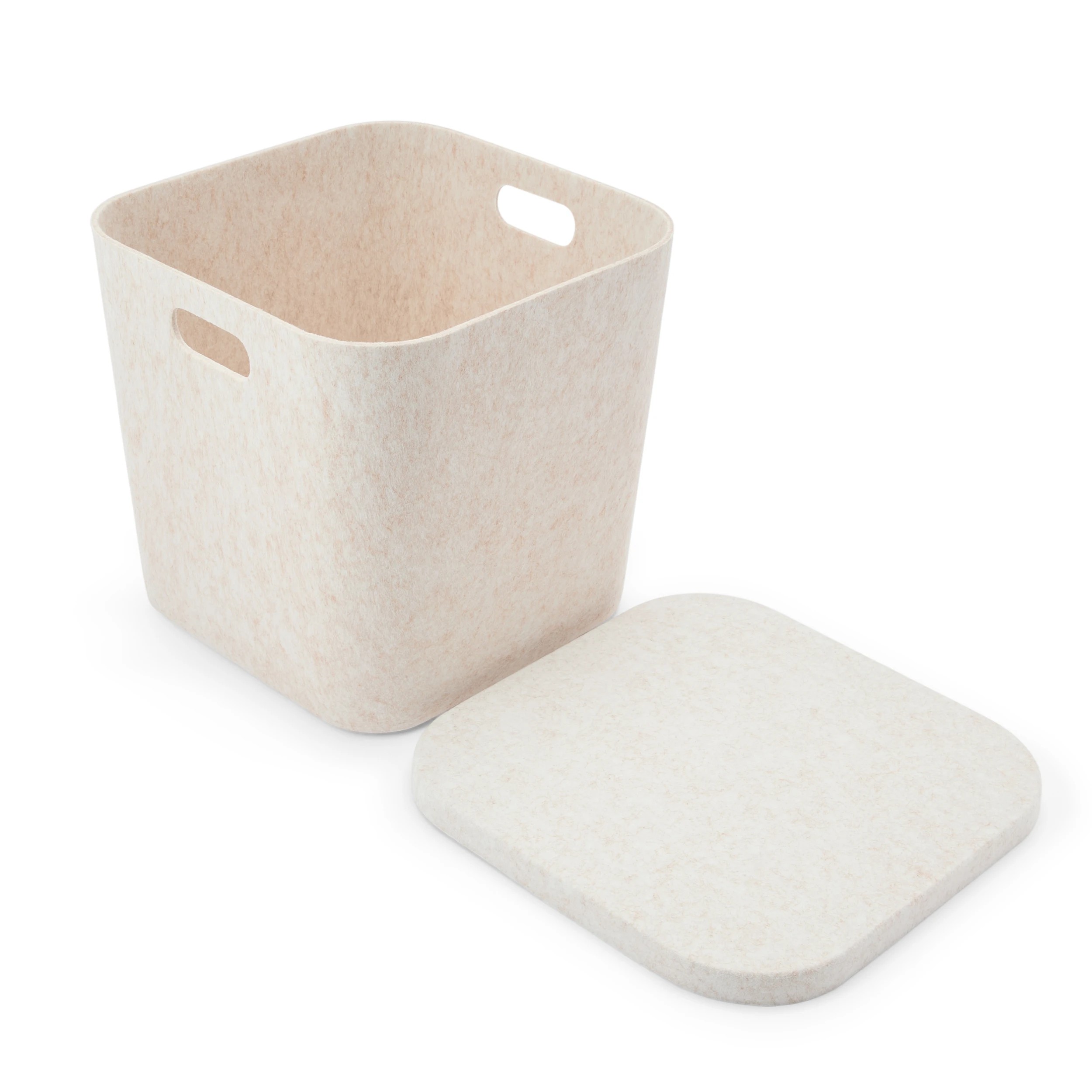 6 Square Felt Basket with Lid - Beige, 6 of 9