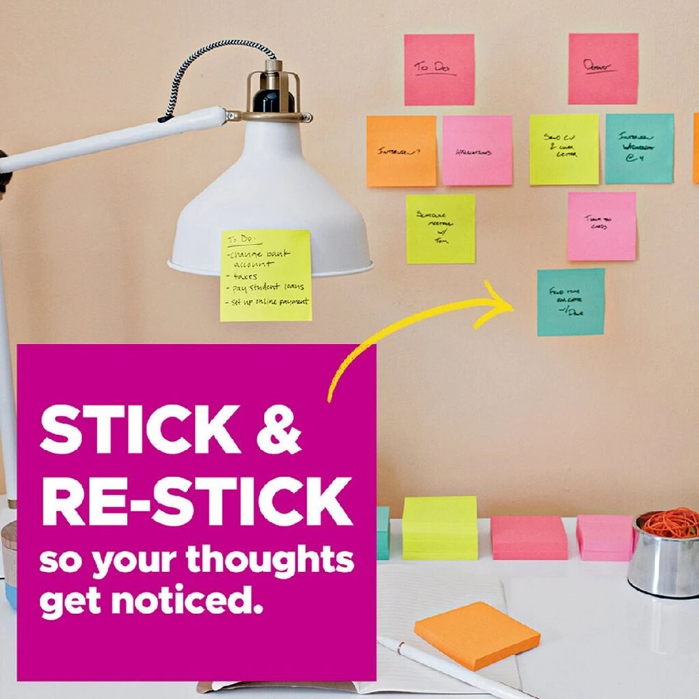 4 Post-it Super Sticky Notes Assorted Sizes SN Neons 4 Pack, 4 of 6