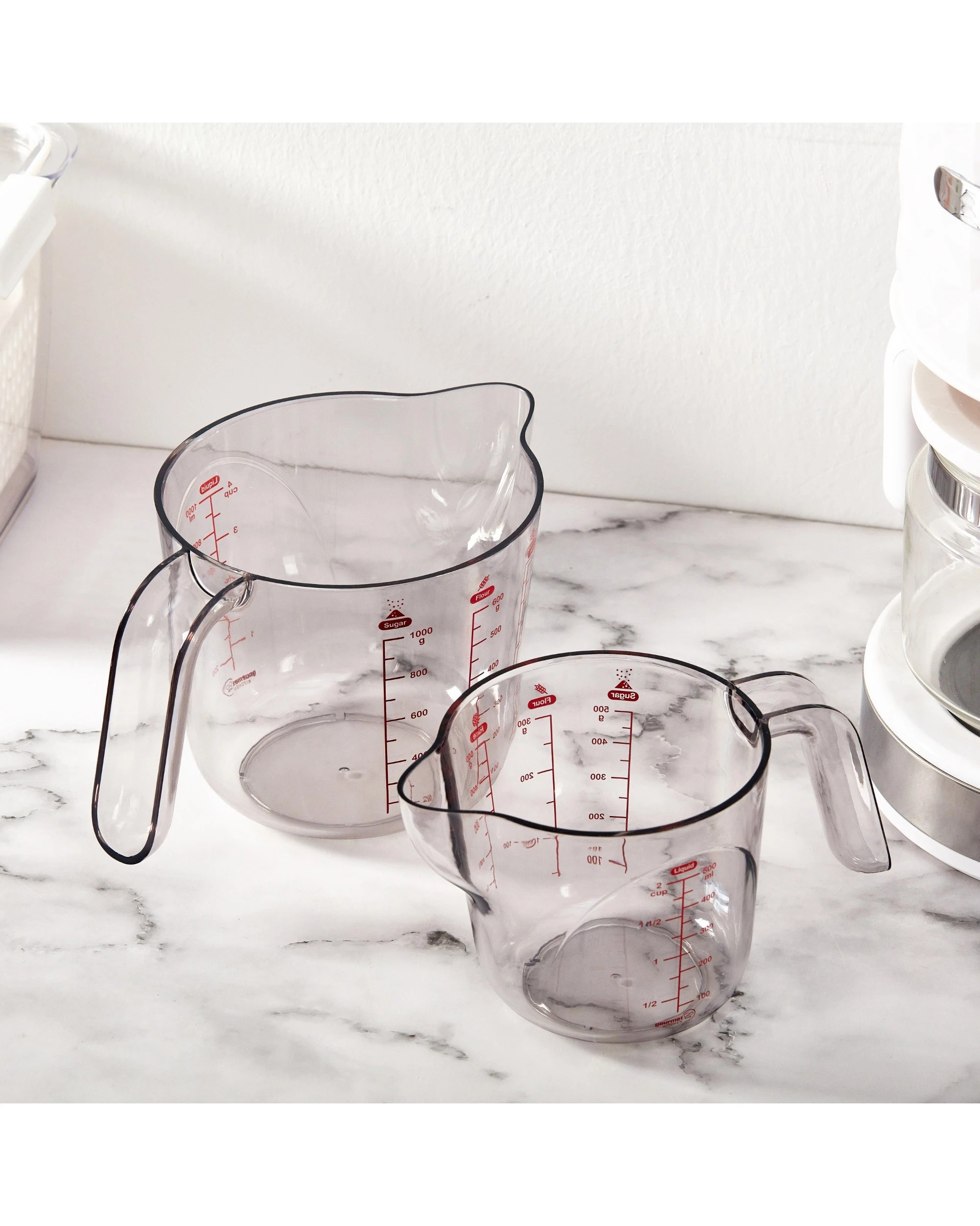 Gourmet Kitchen 2 Piece Weight Conversion Measuring Cups 500ml & 1000ml ...