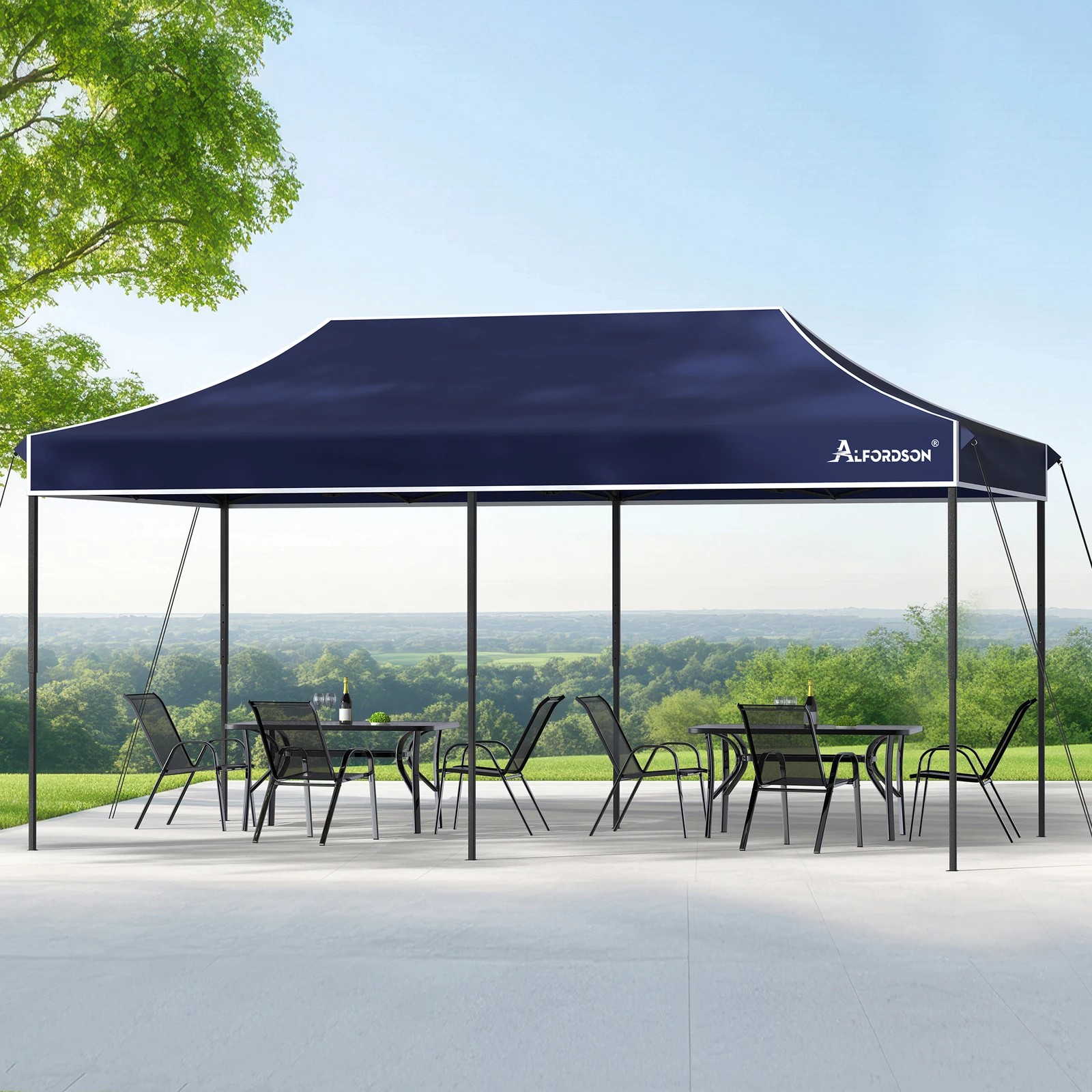 3 Alfordson Gazebo 6x3m Pop Up Marquee 600D Oxford Folding Camping Tent - Blue, 3 of 10