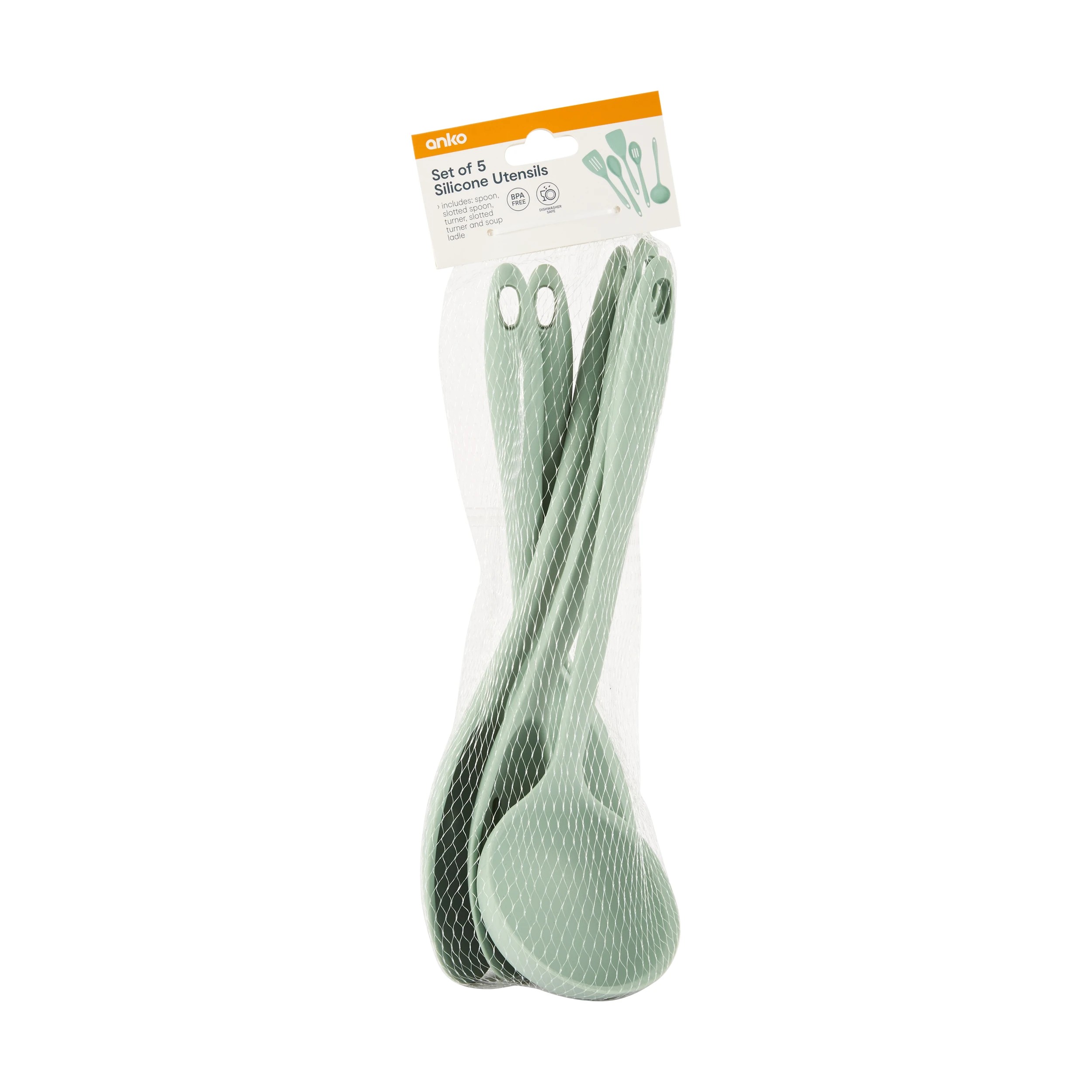 8 Set of 5 Silicone Utensils - Sage, 8 of 8